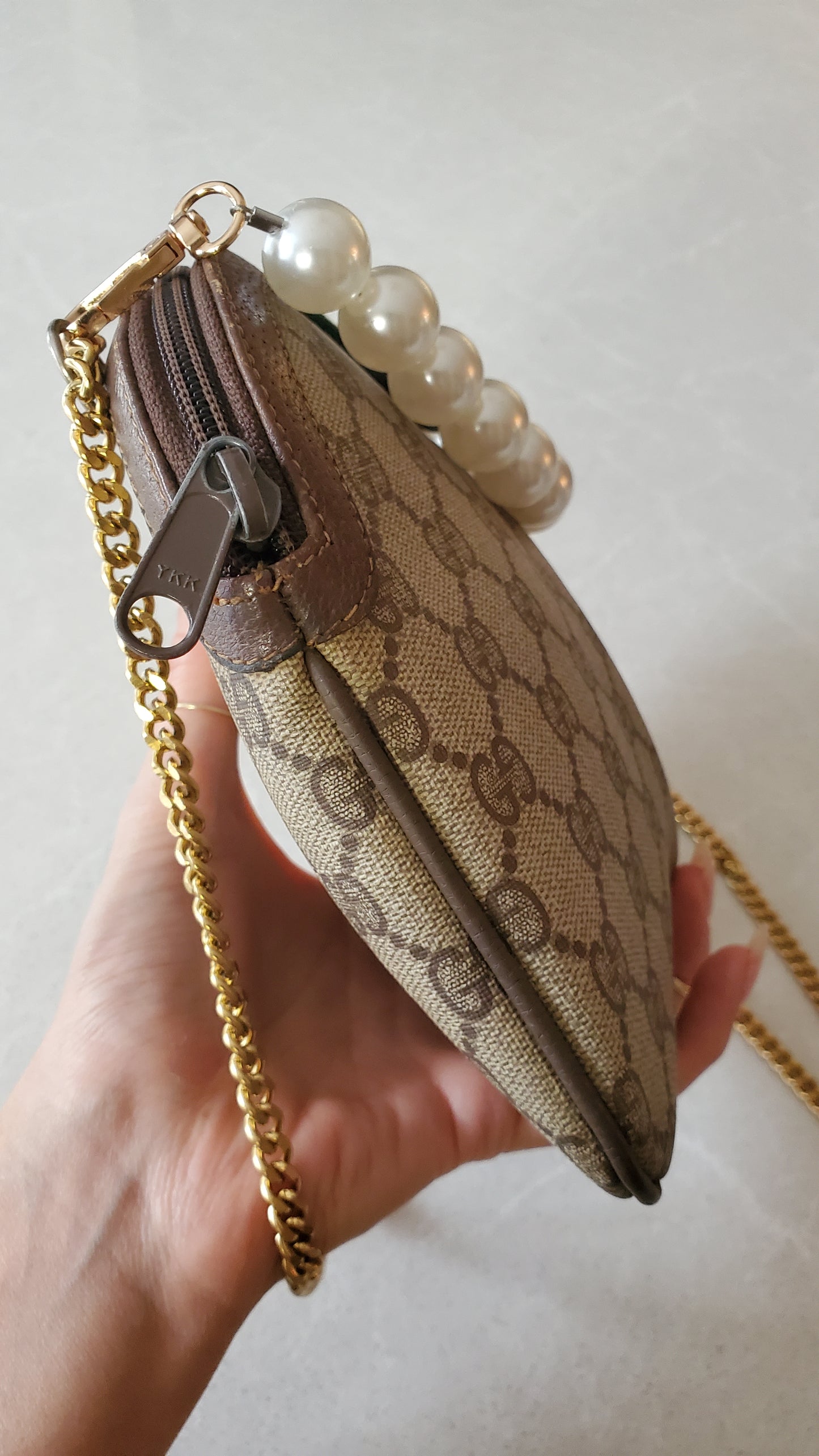 Authentic Vintage Gucci Upcycle Purse on Chains (with pearls chain)