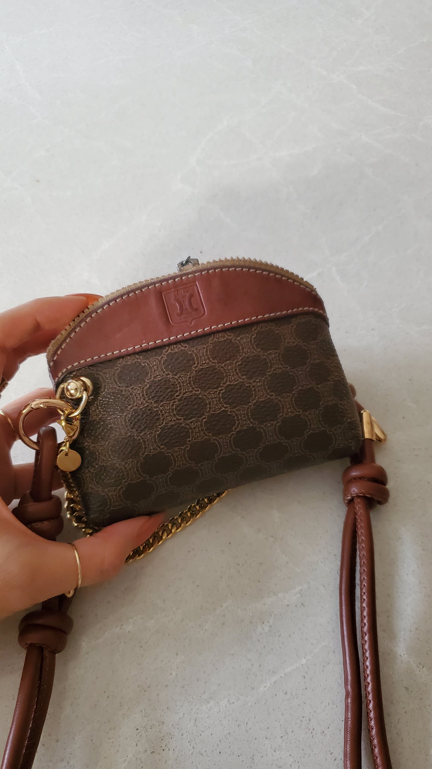 Authentic Vintage Celine Upcycle Mini Pouch on Chain & Strap