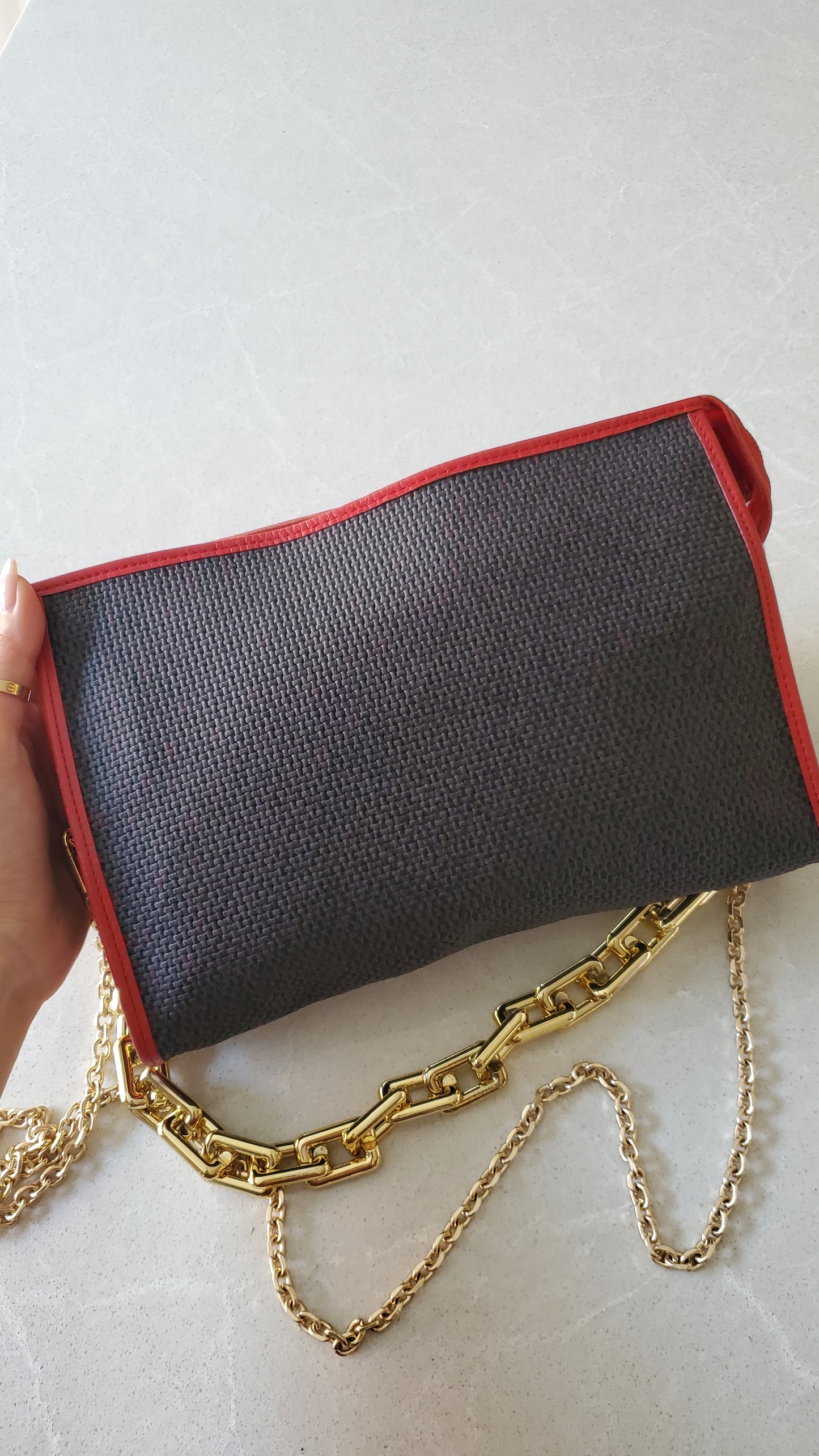 Authentic Vintage YSL Yves Saint Laurent Upcycle Red Purse on Chains