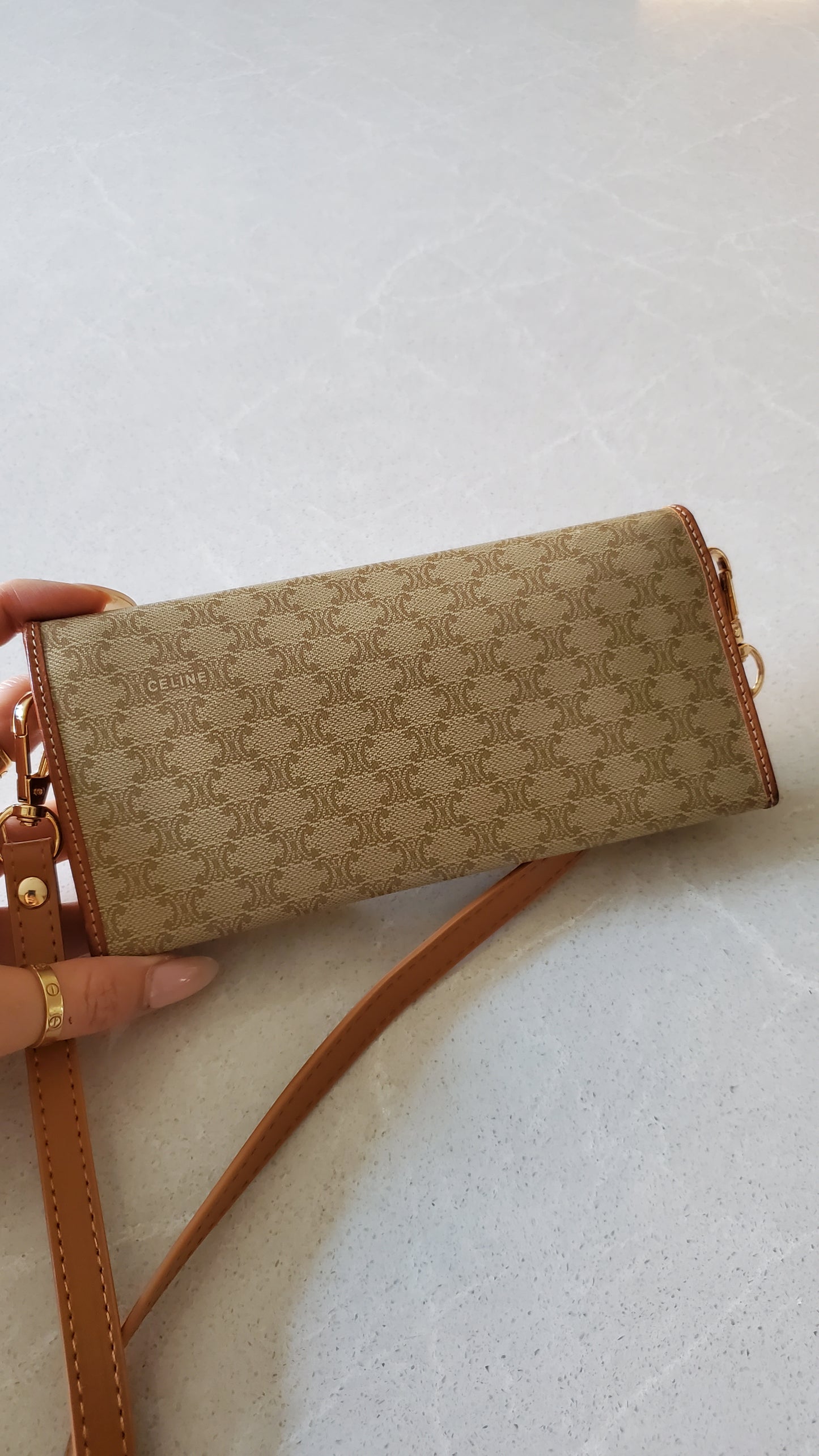 Authentic Vintage Celine Upcycle Long Flap Wallet on Strap