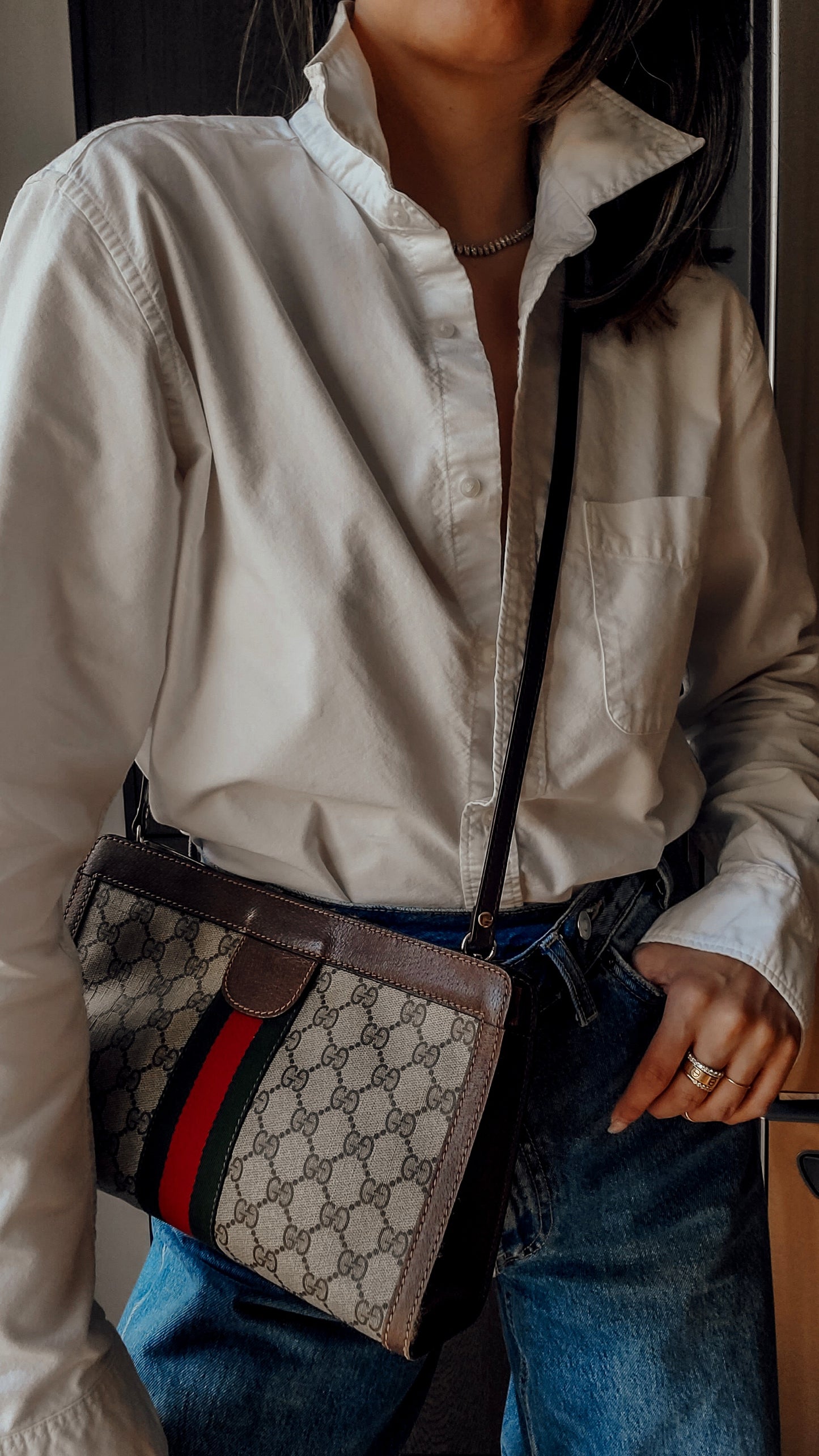Authentic Vintage Gucci Upcycle Purse on Strap and Chain