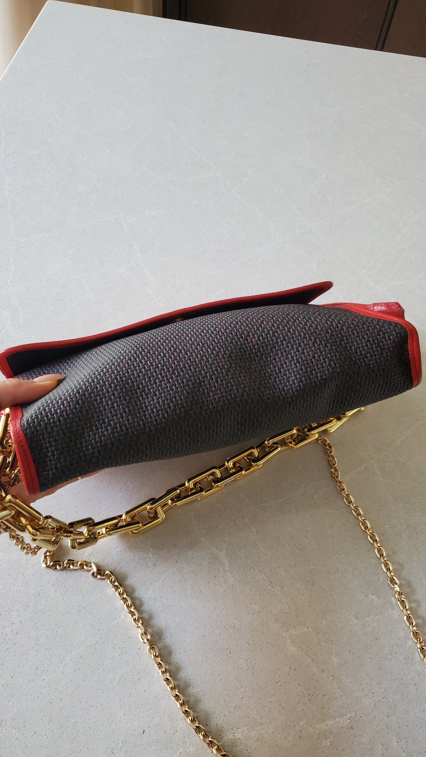 Authentic Vintage YSL Yves Saint Laurent Upcycle Red Purse on Chains