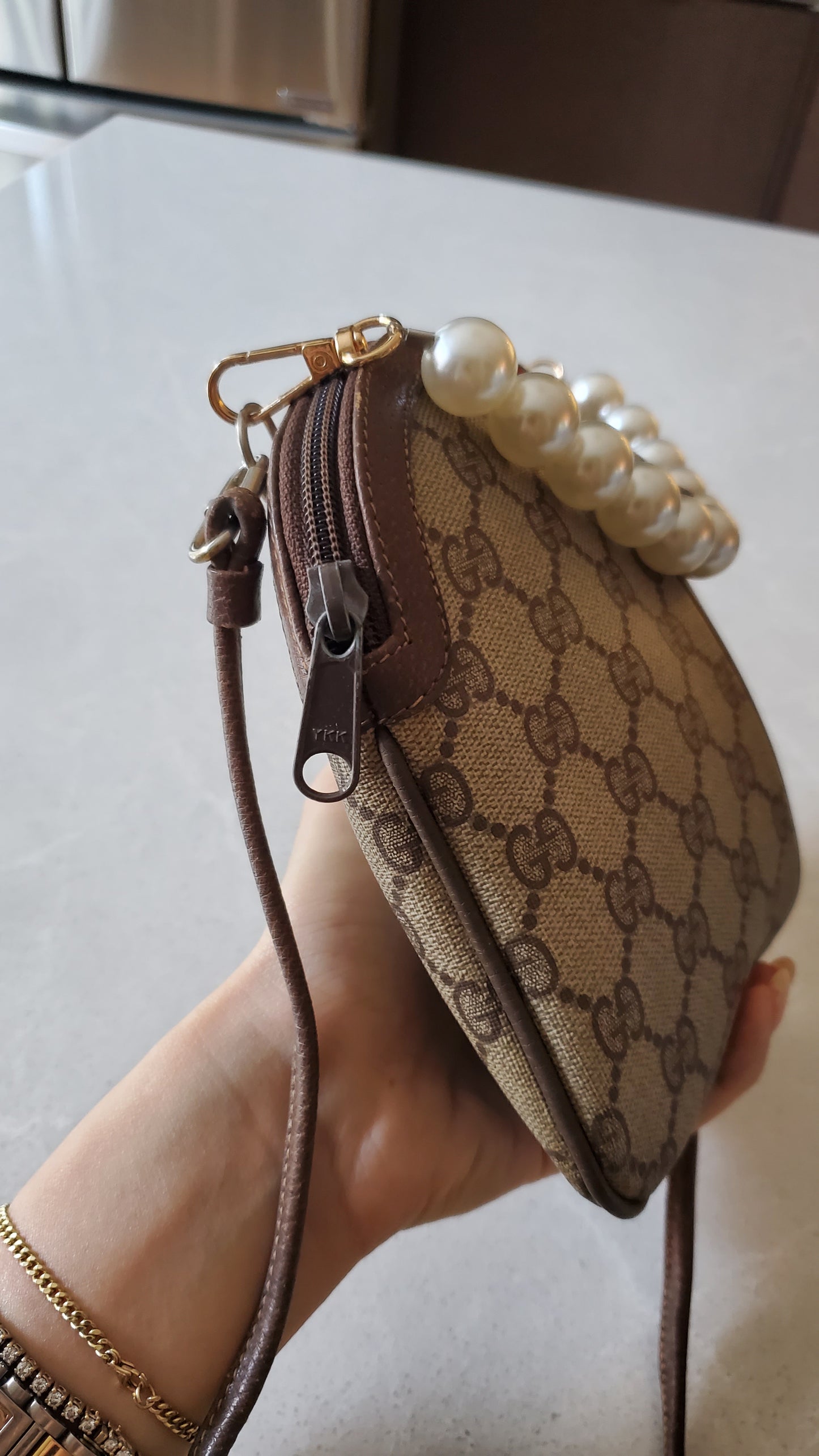 Authentic Vintage Gucci Upcycle Purse on Chain & Strap (Pearl)