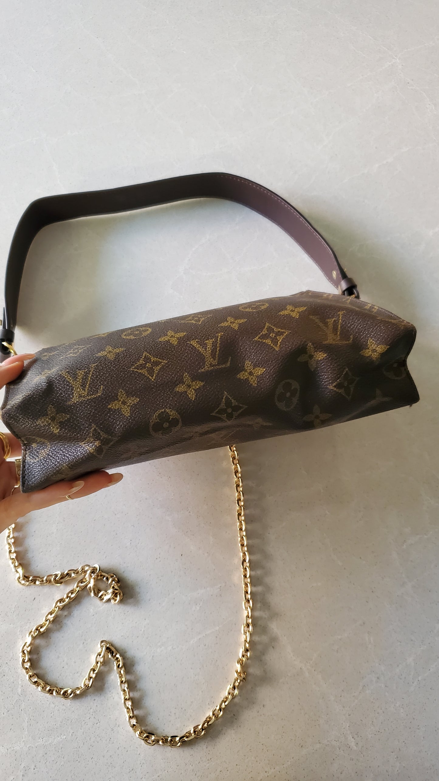Authentic Vintage Louis Vuitton Upcycle Pouch on Chain & Strap