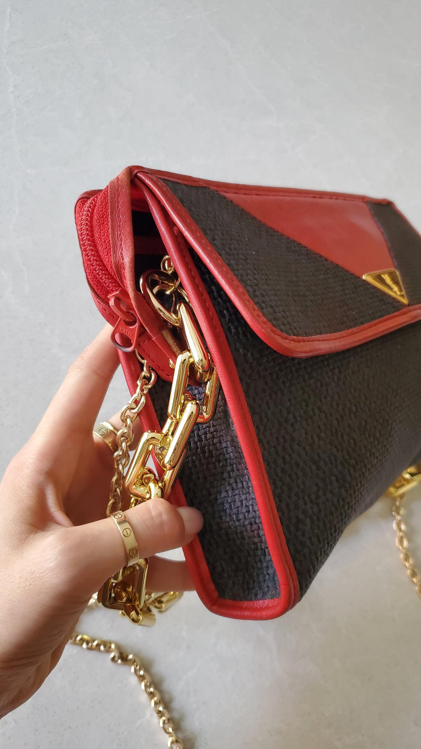 Authentic Vintage YSL Yves Saint Laurent Upcycle Red Purse on Chains