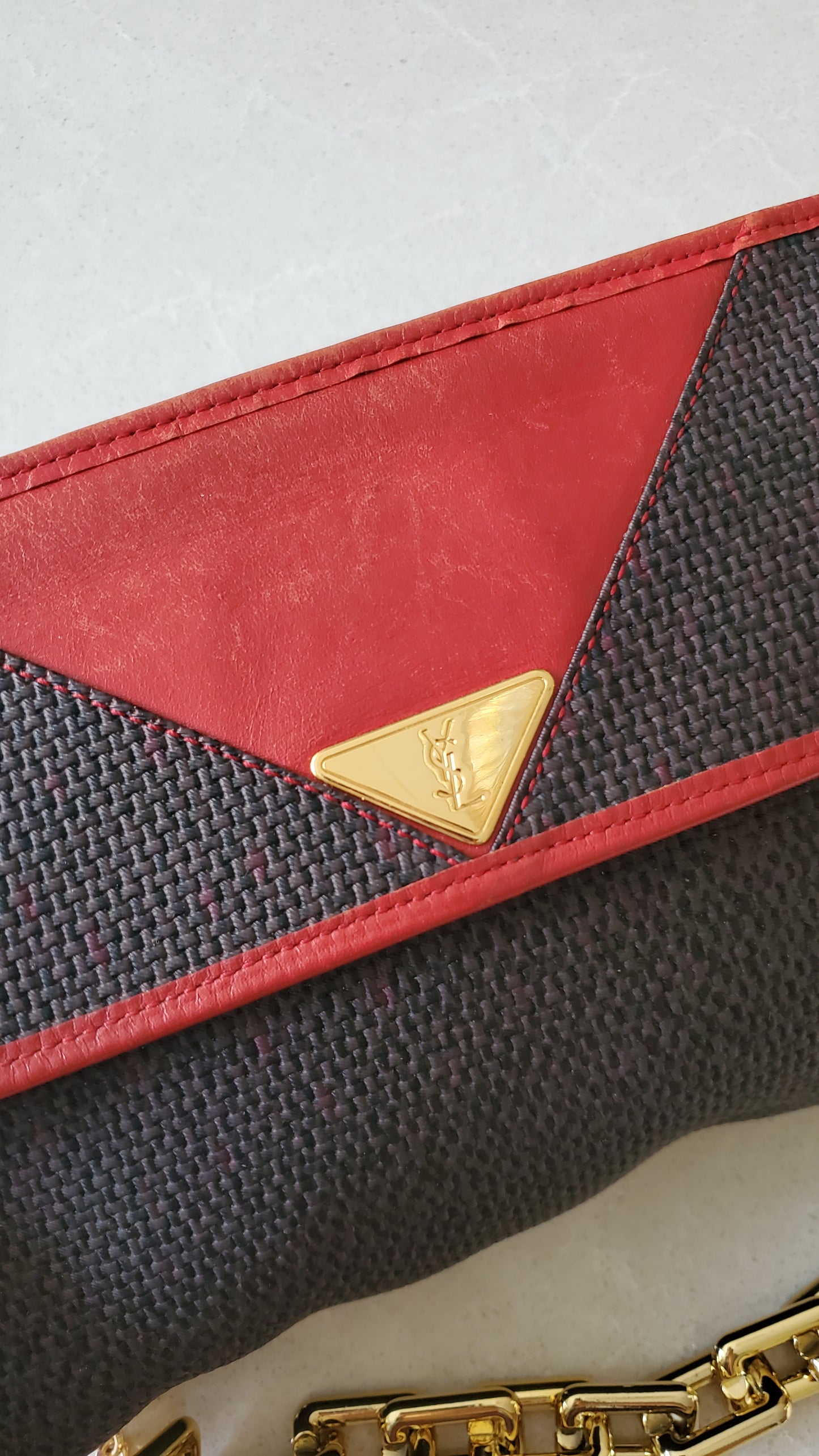 Authentic Vintage YSL Yves Saint Laurent Upcycle Red Purse on Chains
