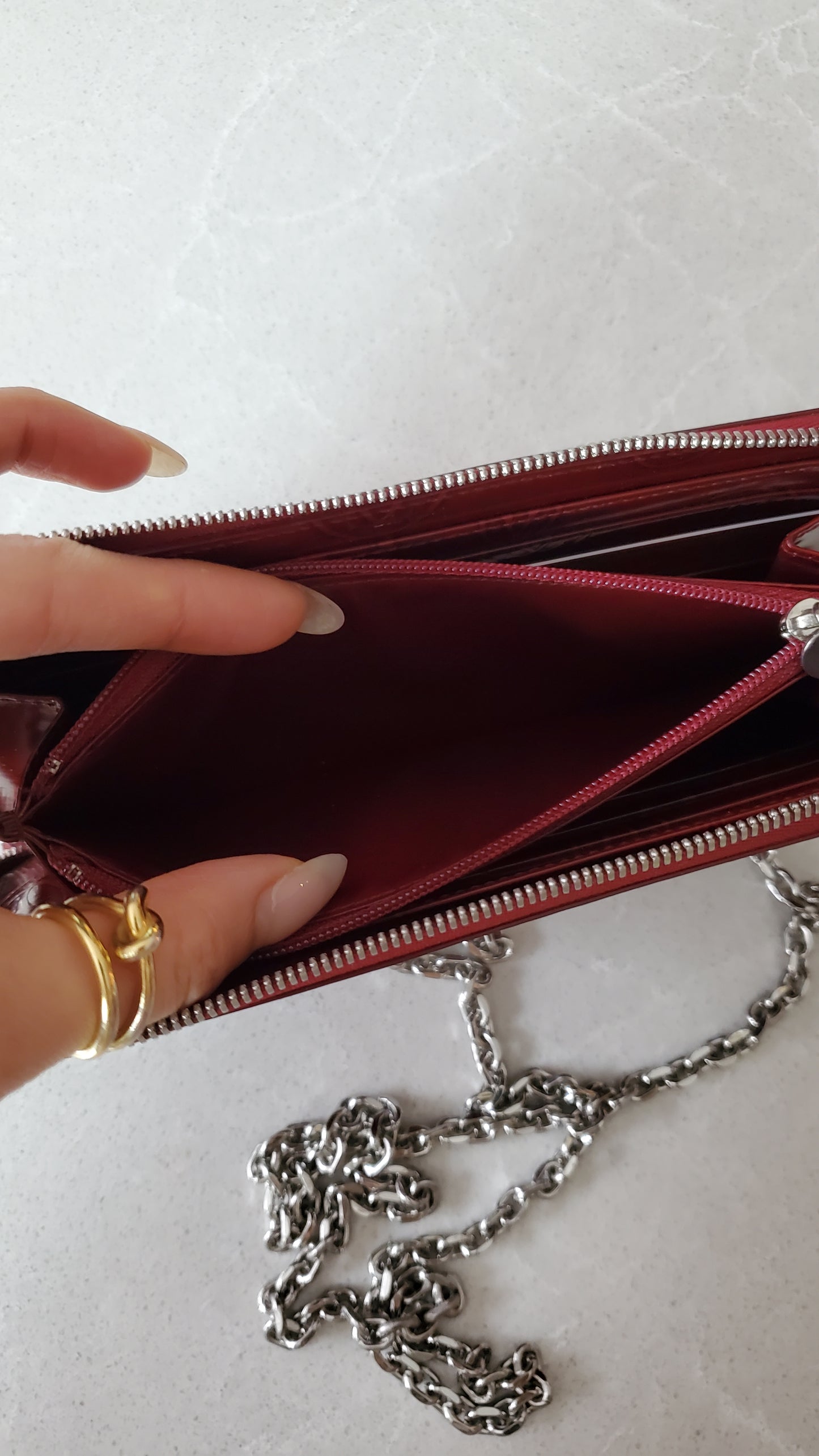 Authentic Vintage Cartier Upcycle Long Zip Wallet with Chains