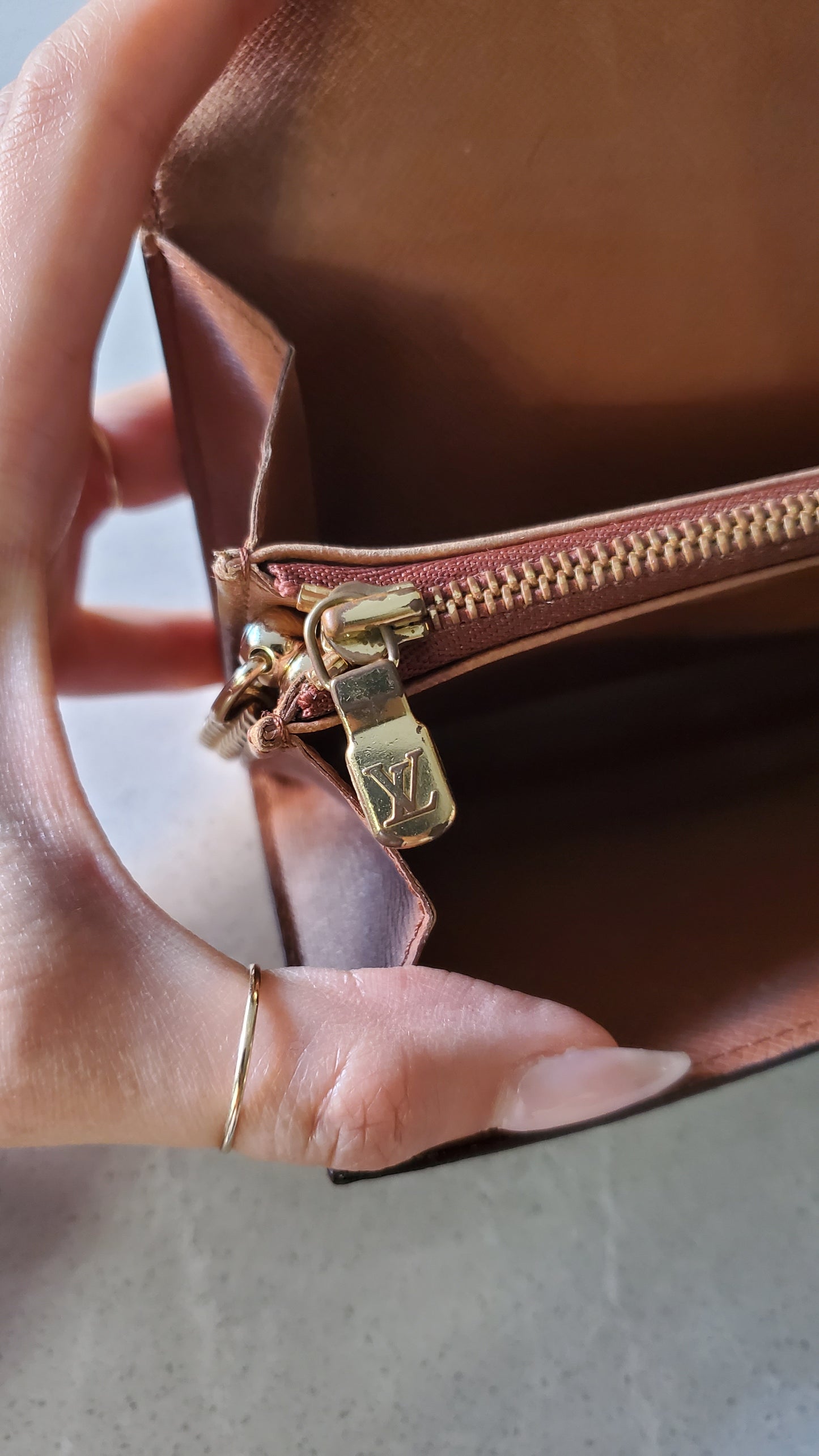 Authentic Louis Vuitton (CA0937) Upcycle Long Brown Wallet on Chain
