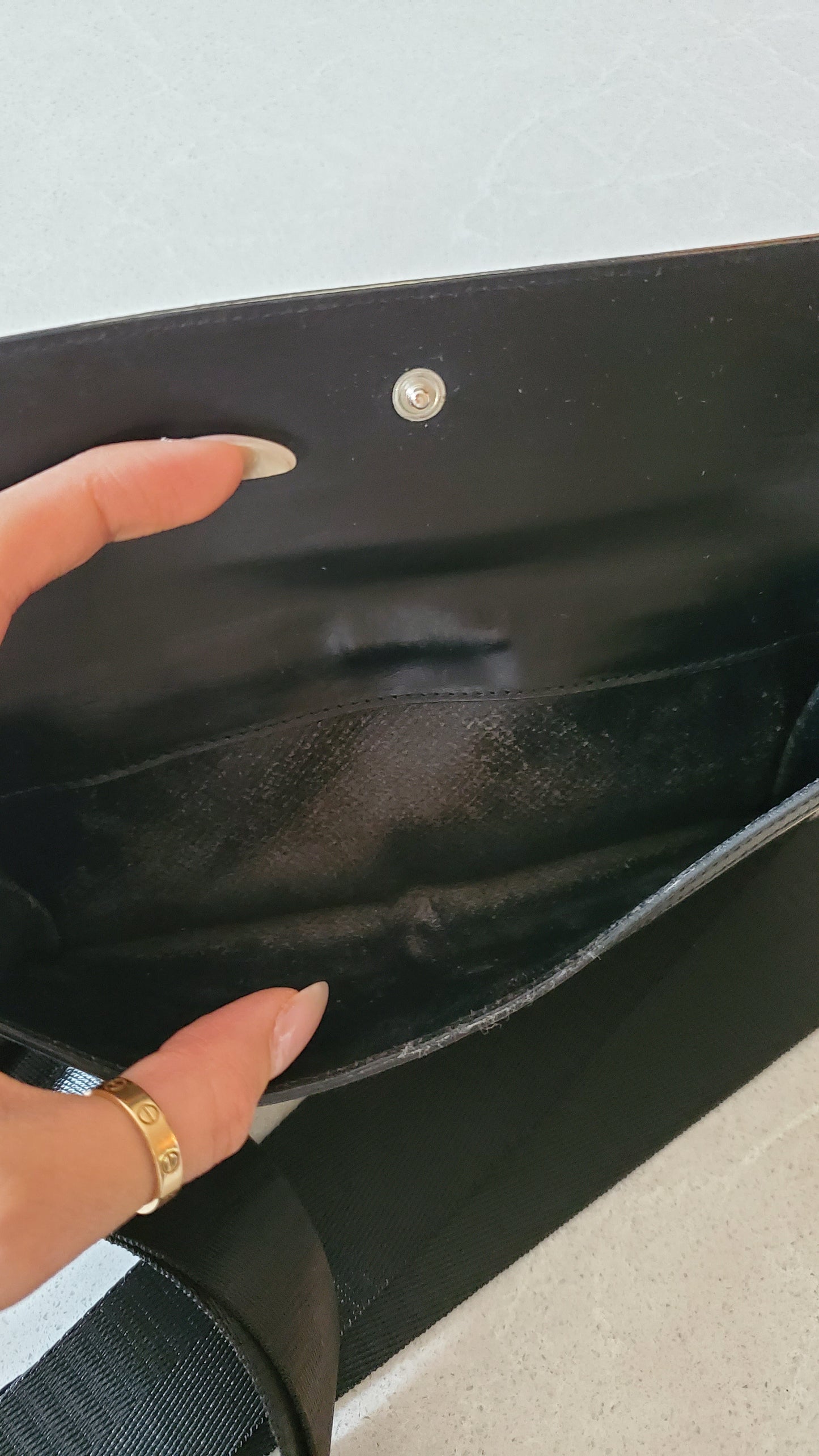 Authentic Gucci Upcycle Black/ Fabric Canvas Long Wallet on Strap & Chain