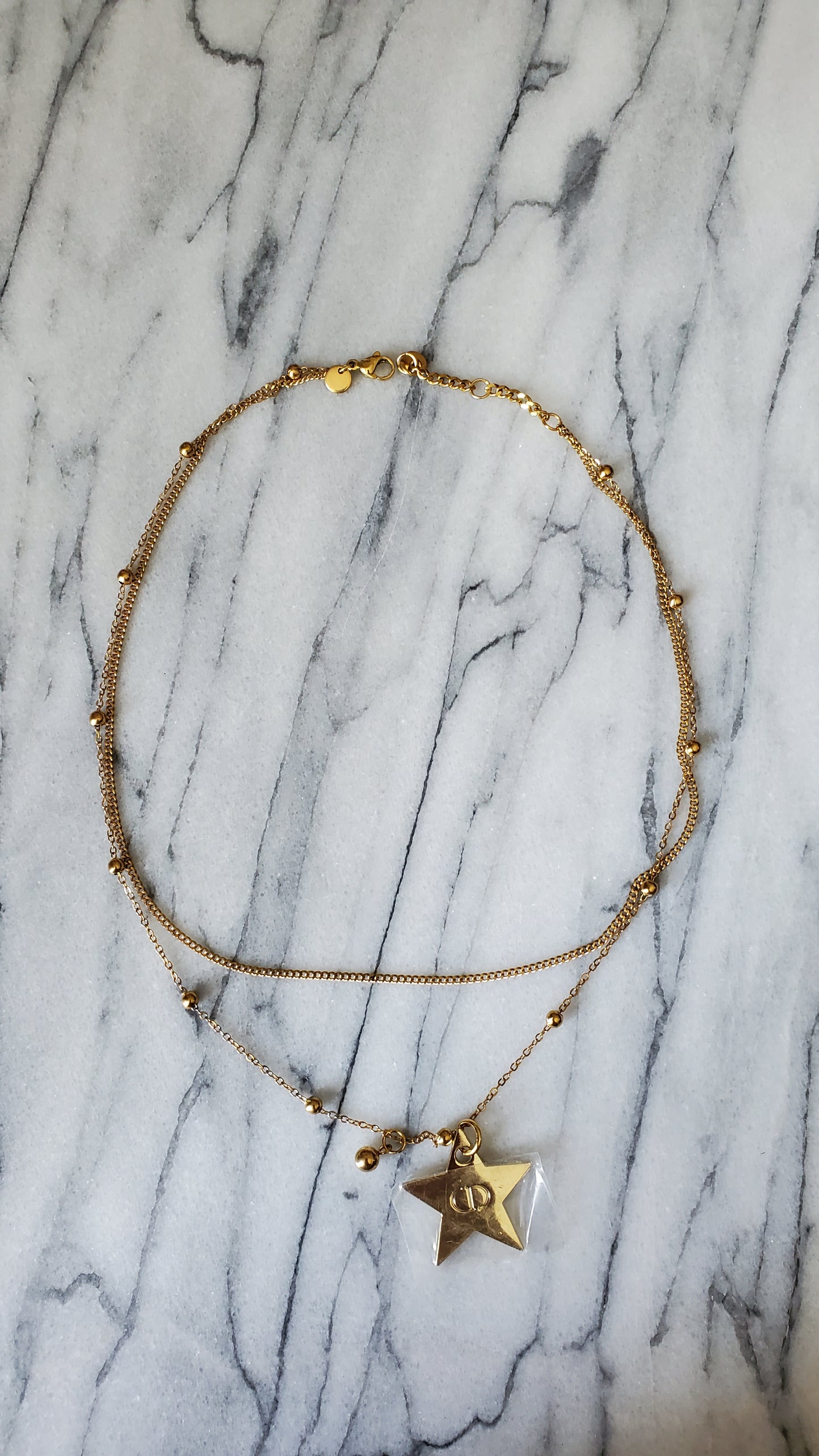 Authentic Dior (Star) Upcycle Gold Beads Layers Necklace