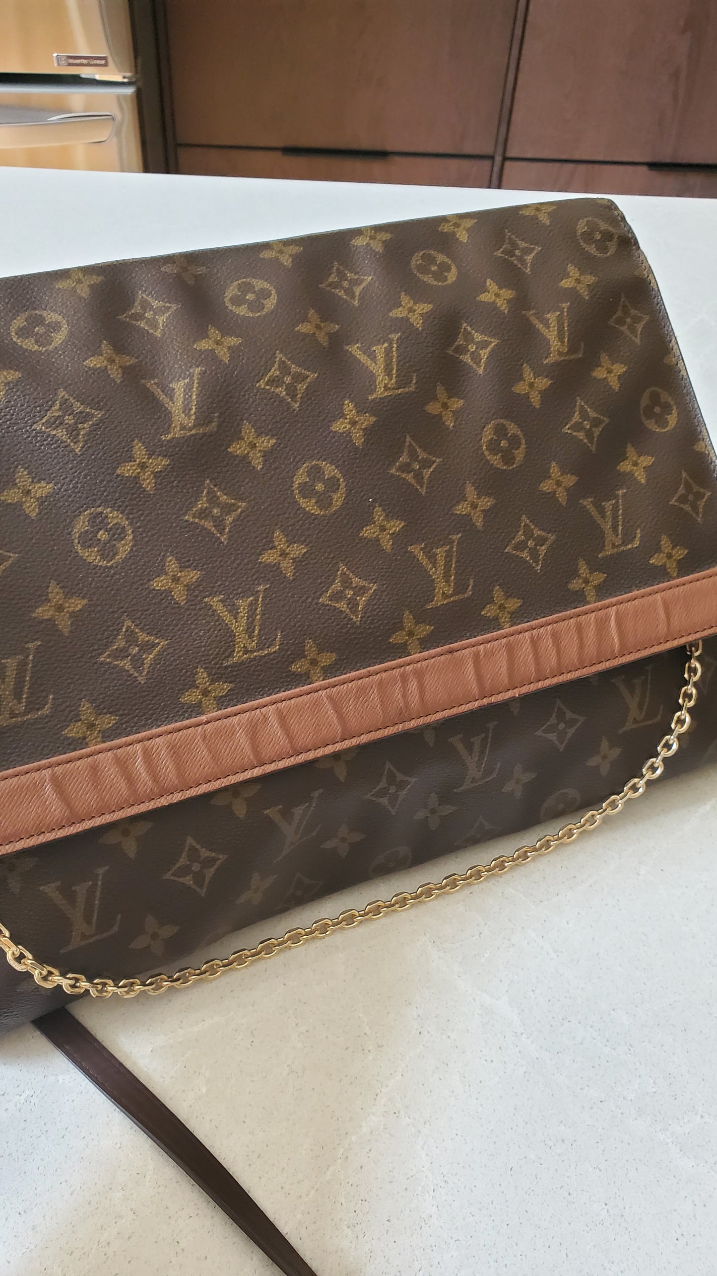 Authentic Vintage Louis Vuitton Upcycle (Large) Purse on Strap & Chain