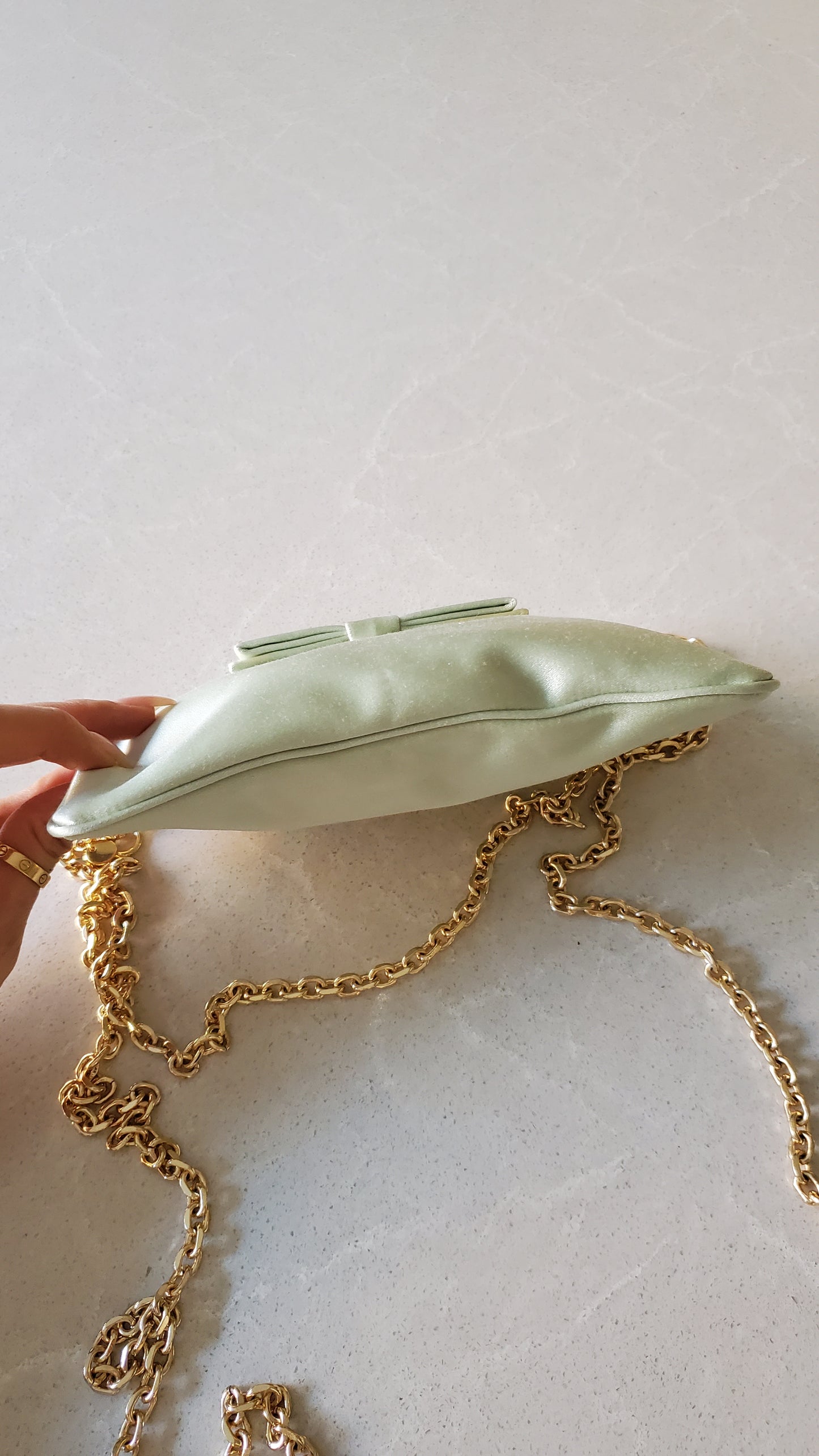Authentic Prada Upcycle Green Fabric Pouch on Chains