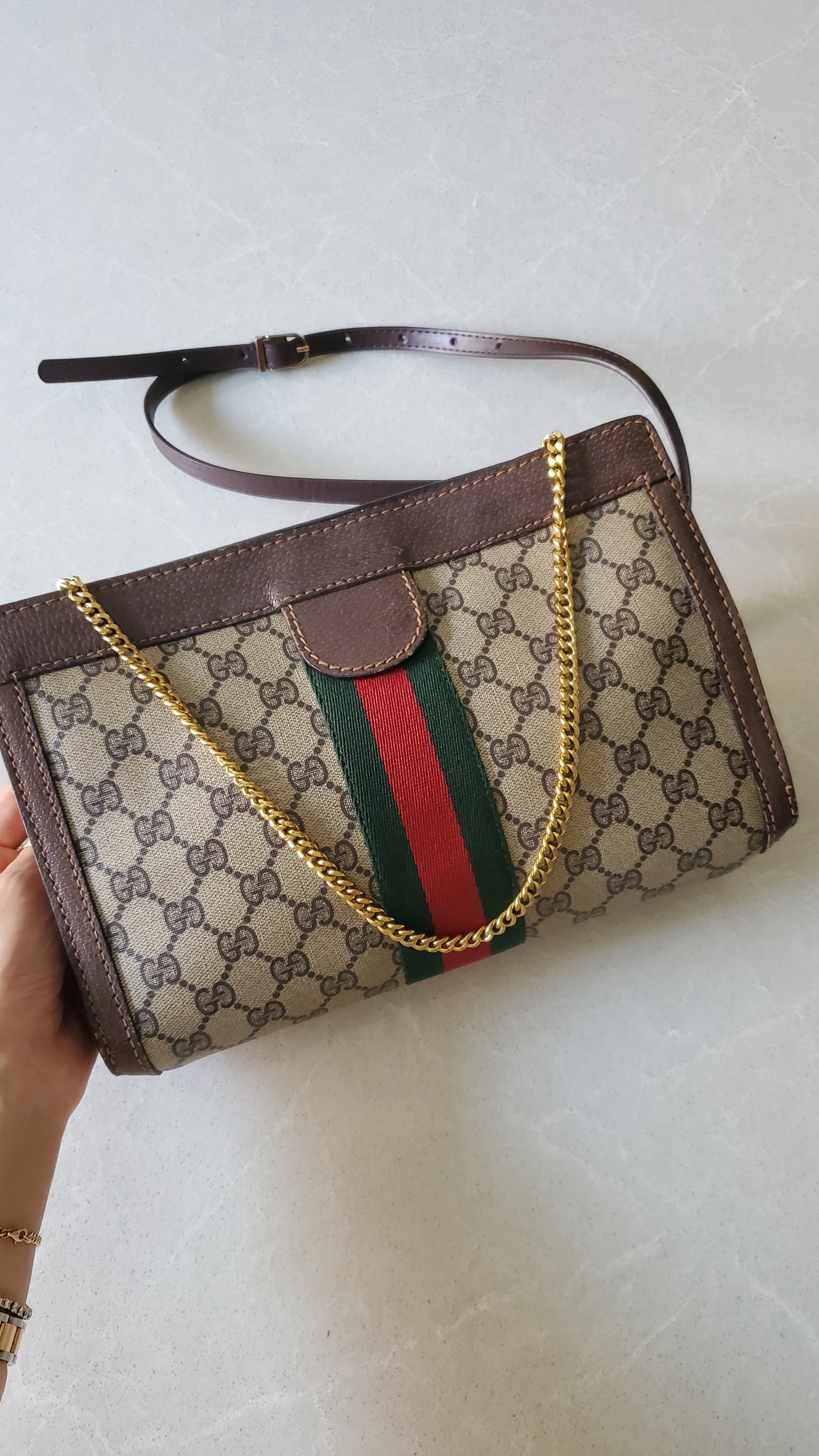 Authentic Vintage Gucci Upcycle Purse on Strap and Chain