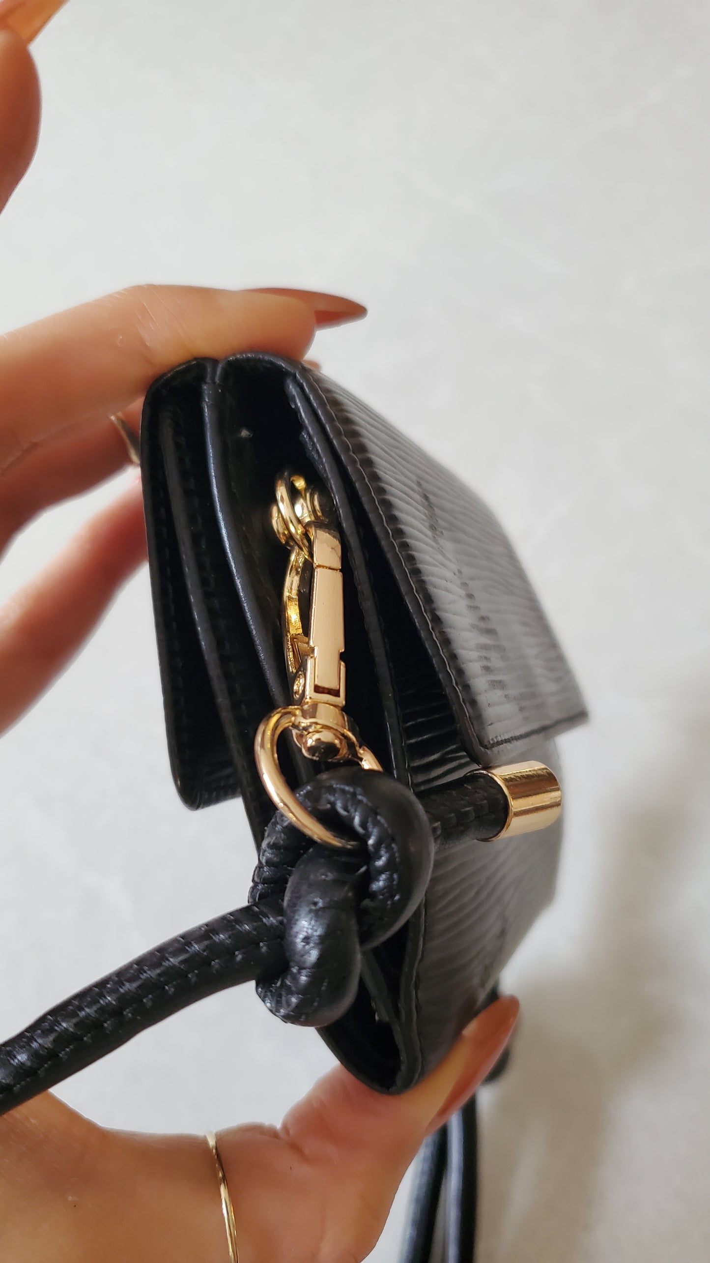Authentic Vintage Louis Vuitton Upcycle Black Epi Small Wallet on Strap