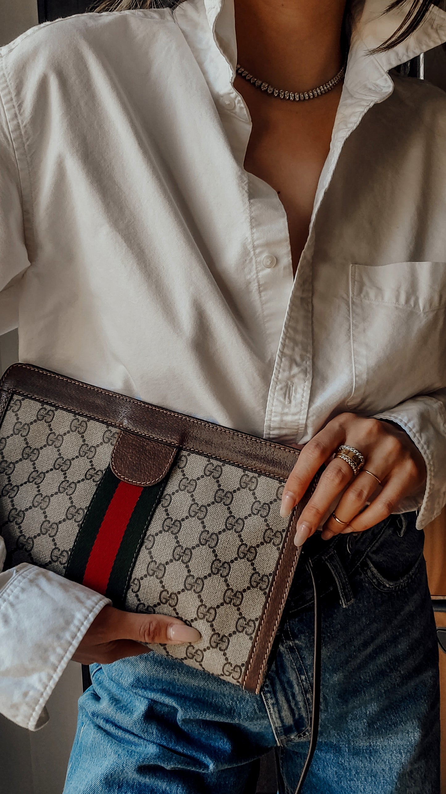 Authentic Vintage Gucci Upcycle Purse on Strap and Chain