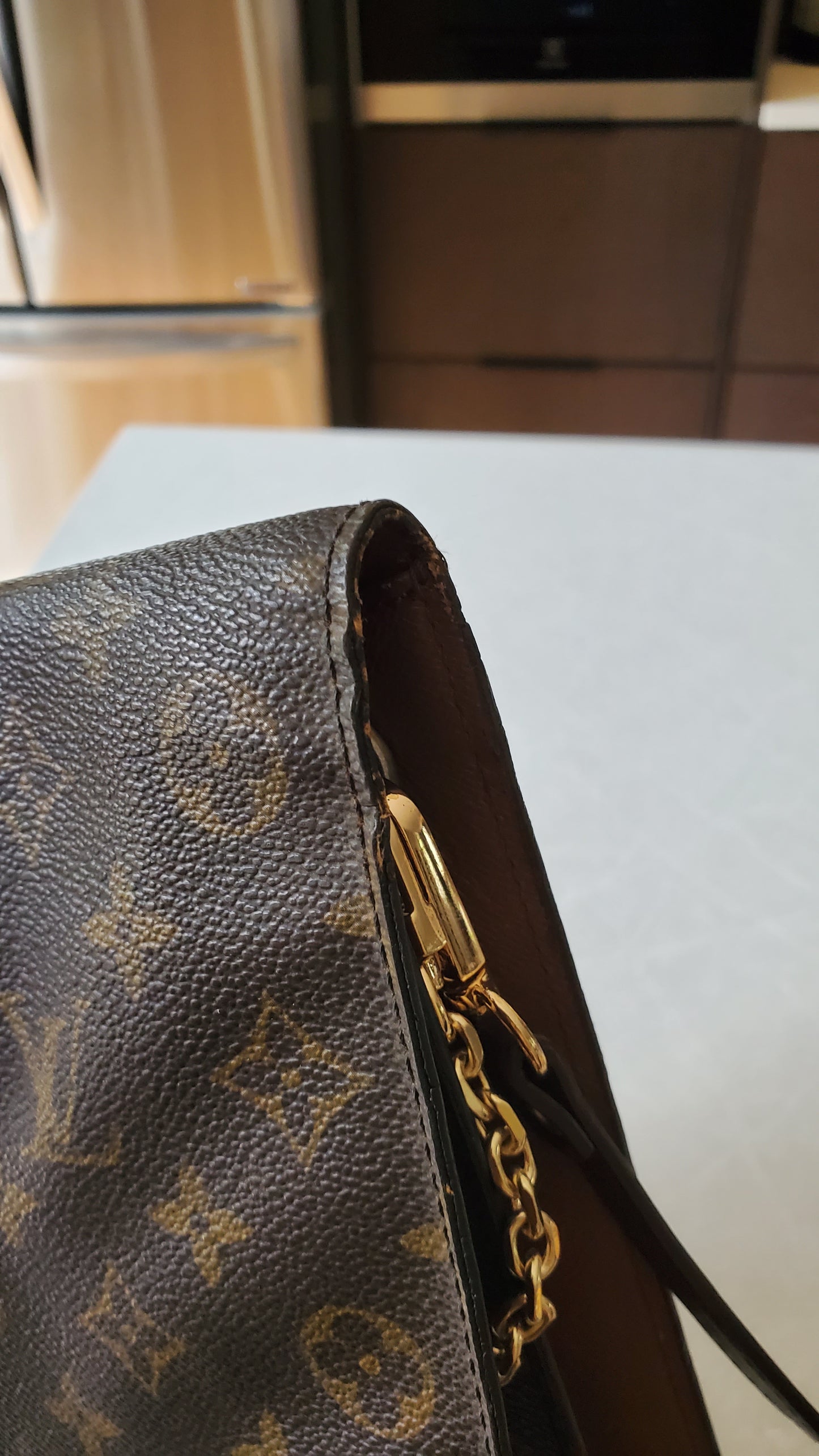 Authentic Vintage Louis Vuitton Upcycle (Large) Purse on Strap & Chain