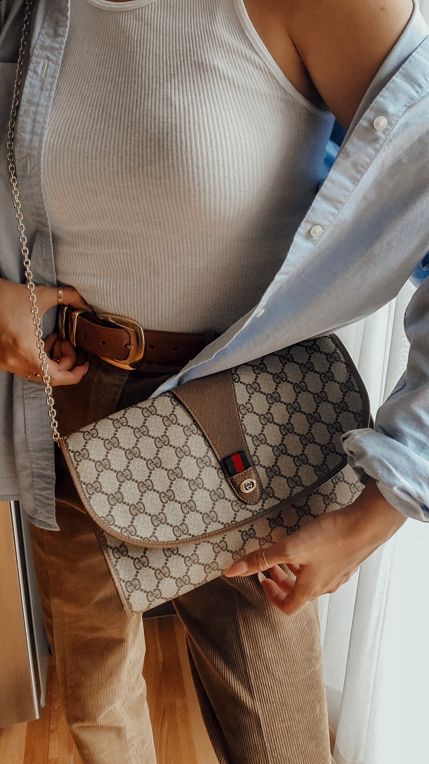 Authentic Vintage Gucci Upcycle Purse on Chains (with pearls)