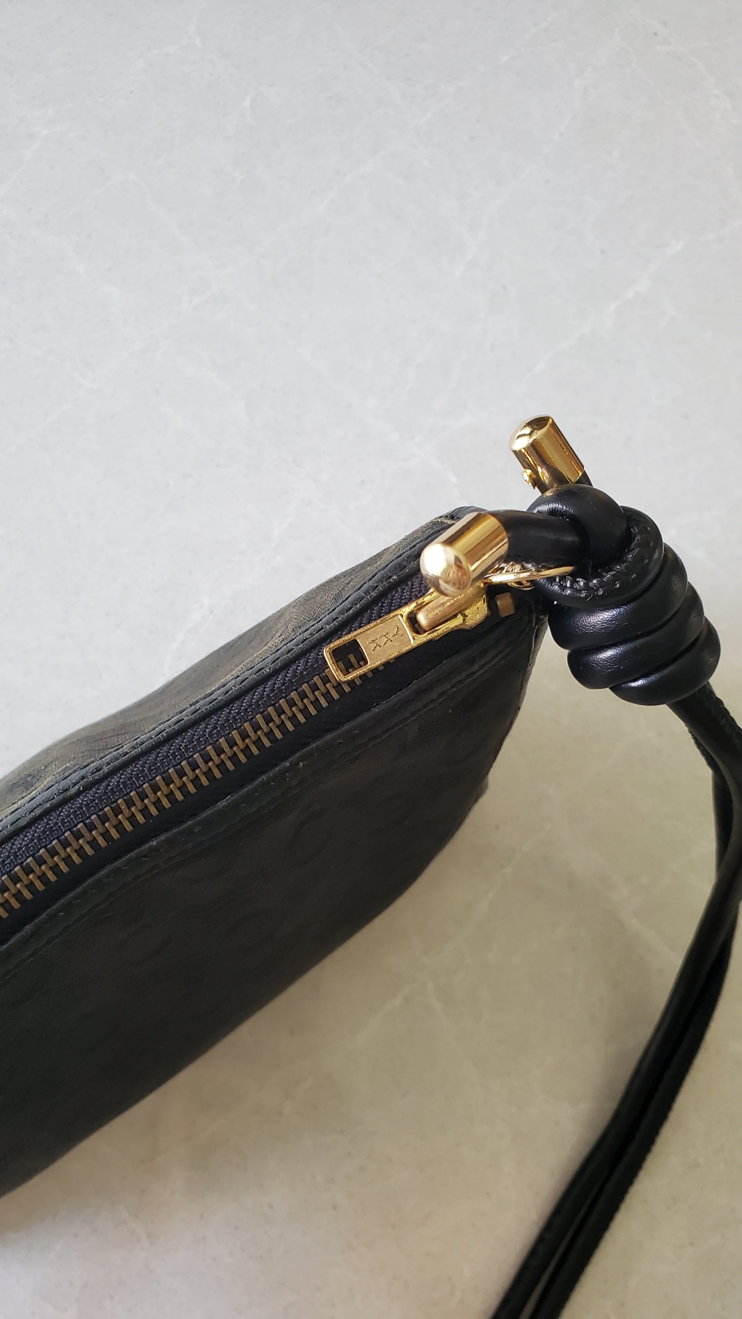 Authentic Vintage Celine Upcycle Black Fabric Purse on Strap