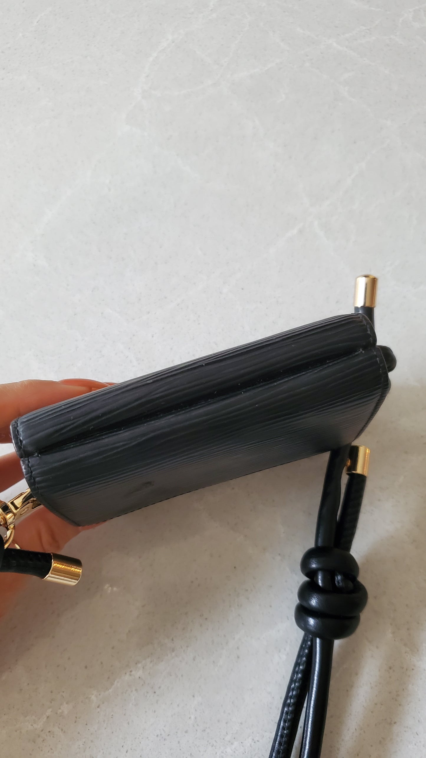 Authentic Vintage Louis Vuitton Upcycle Black Epi Small Wallet on Strap