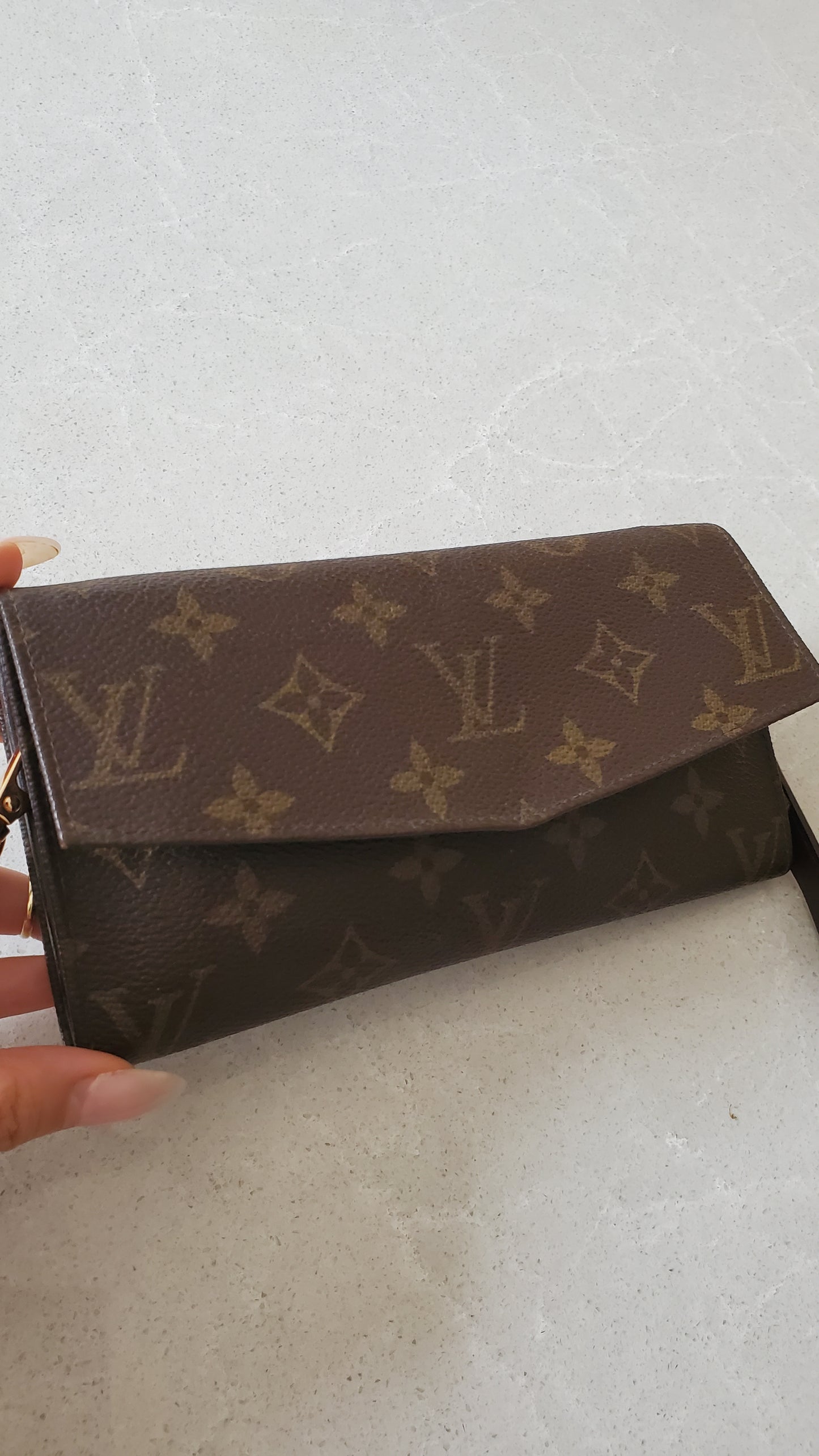 Authentic Vintage Louis Vuitton Monogram Upcycle Long Wallet on Strap