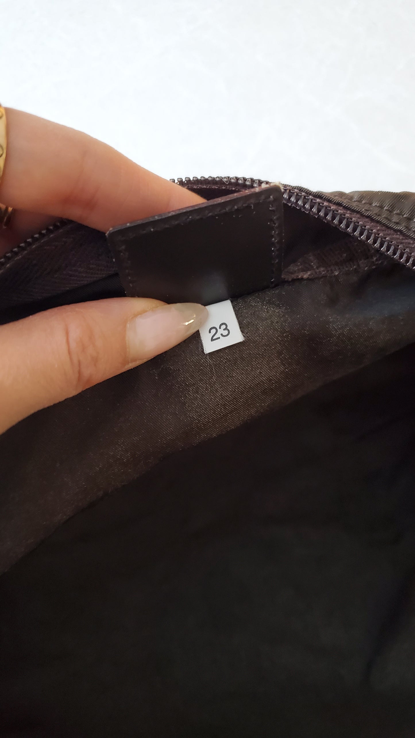 Authentic Prada (Dark Green/ Brown) Upcycle Large Nylon Pouch with Chain & Strap