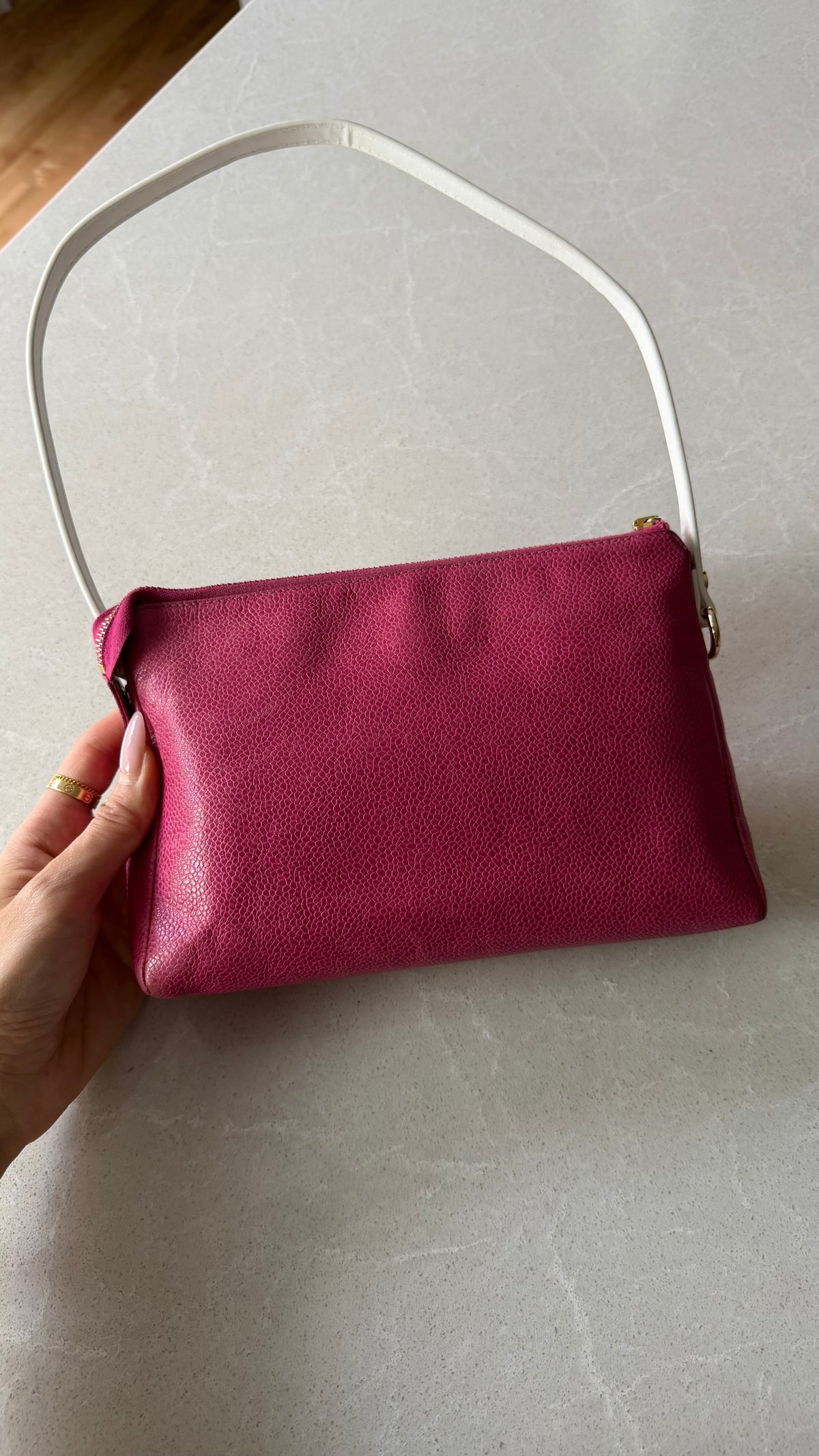 Authentic Chanel Upcycle Pink Caviar Purse with Shoulder Strap
