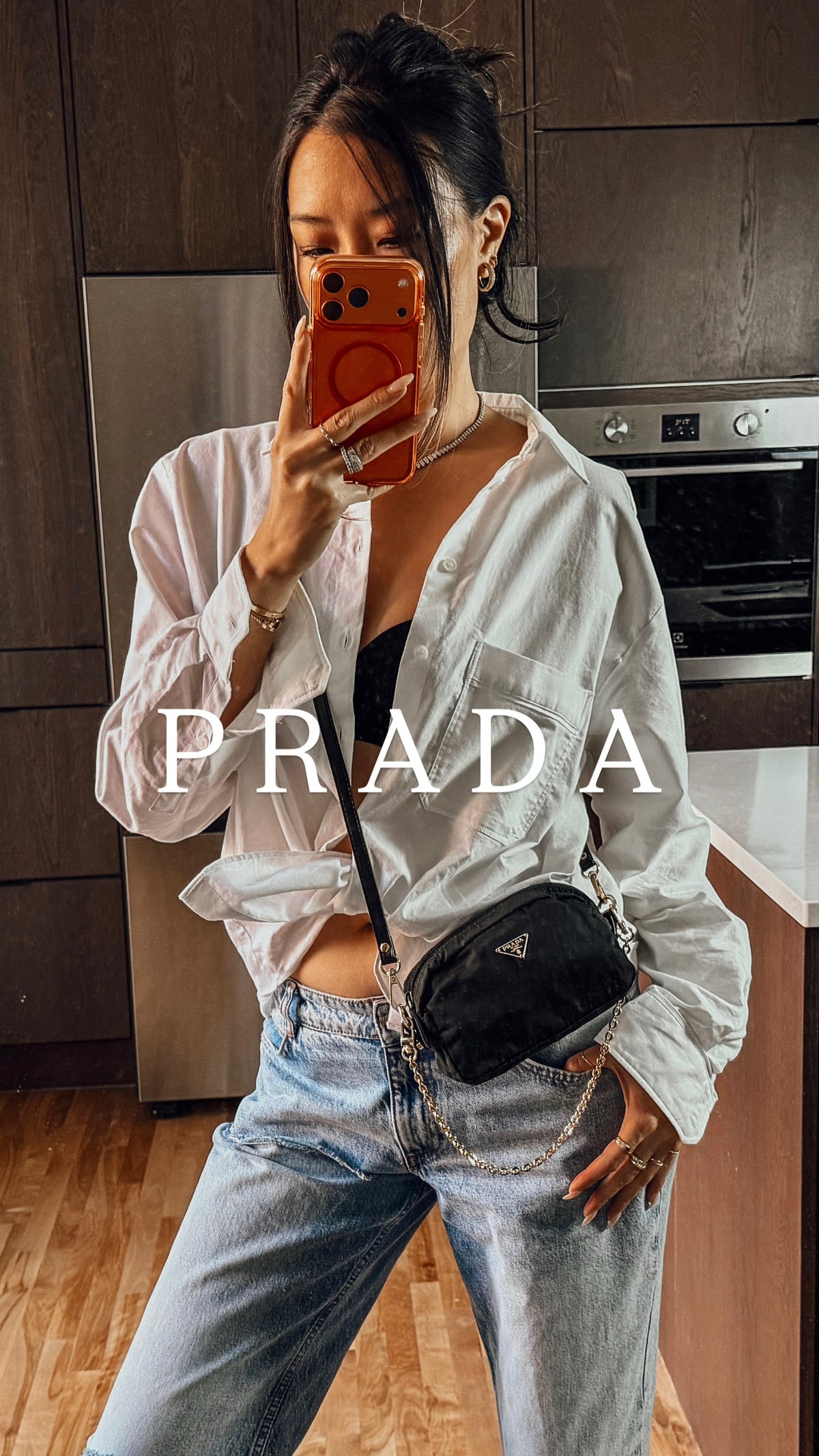 Authentic Prada Upcycle Versatile Black Nylon Pouch with Chain & Straps (upgraded version)