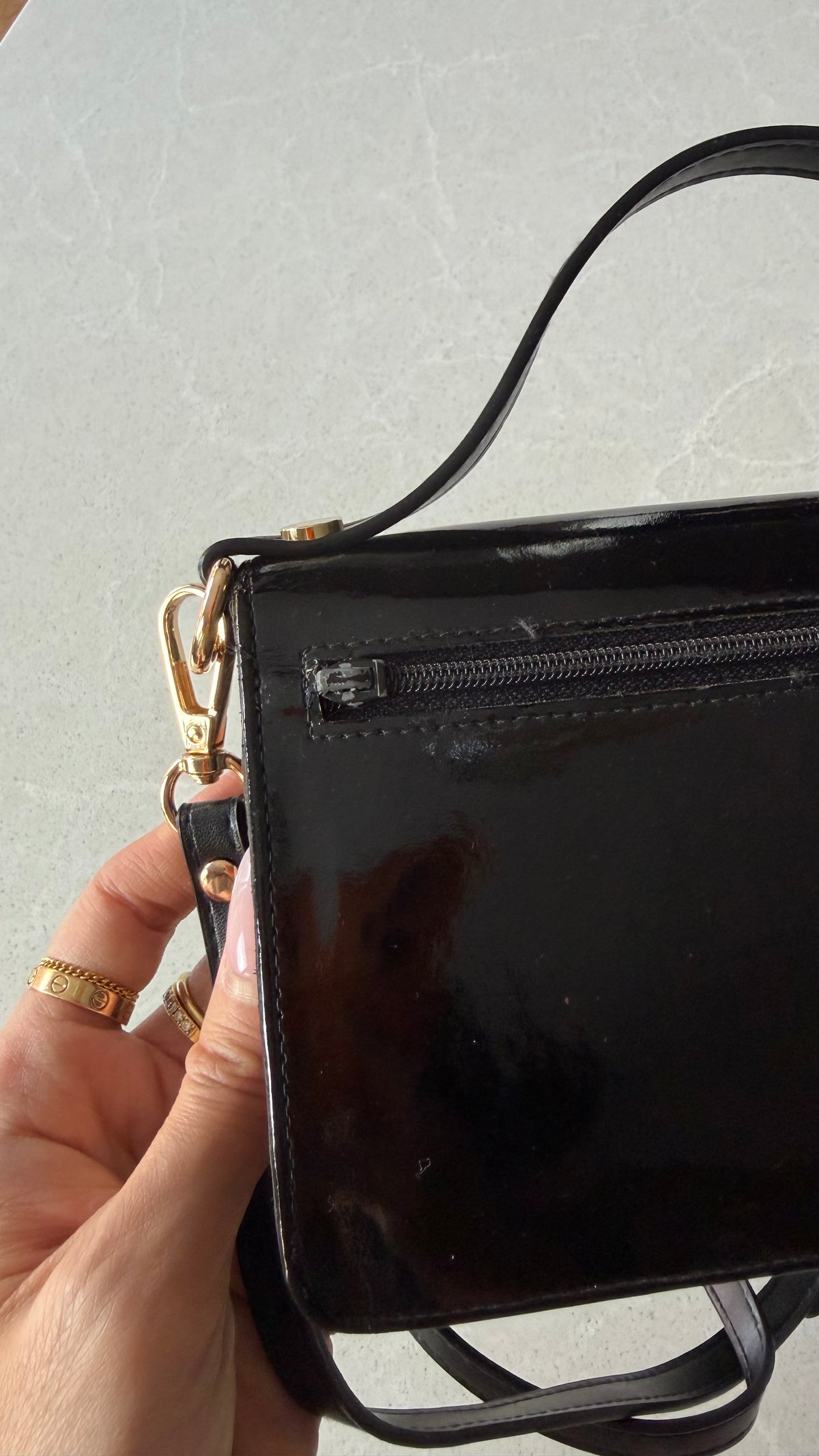 Authentic Chanel Upcycle Black Patent Wallet Purse with Straps