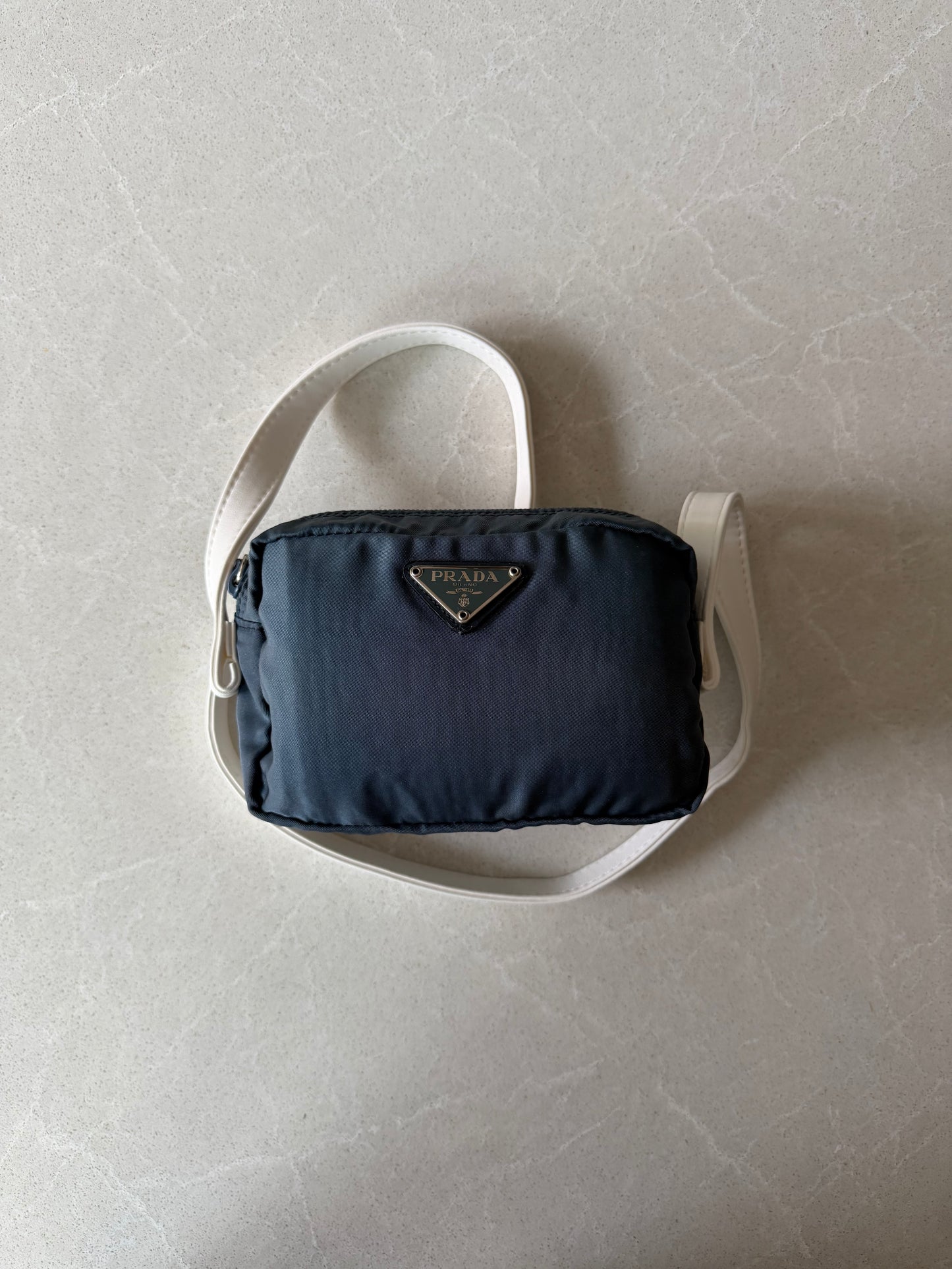 Authentic Prada Upcycle Blue Pouch with Strap