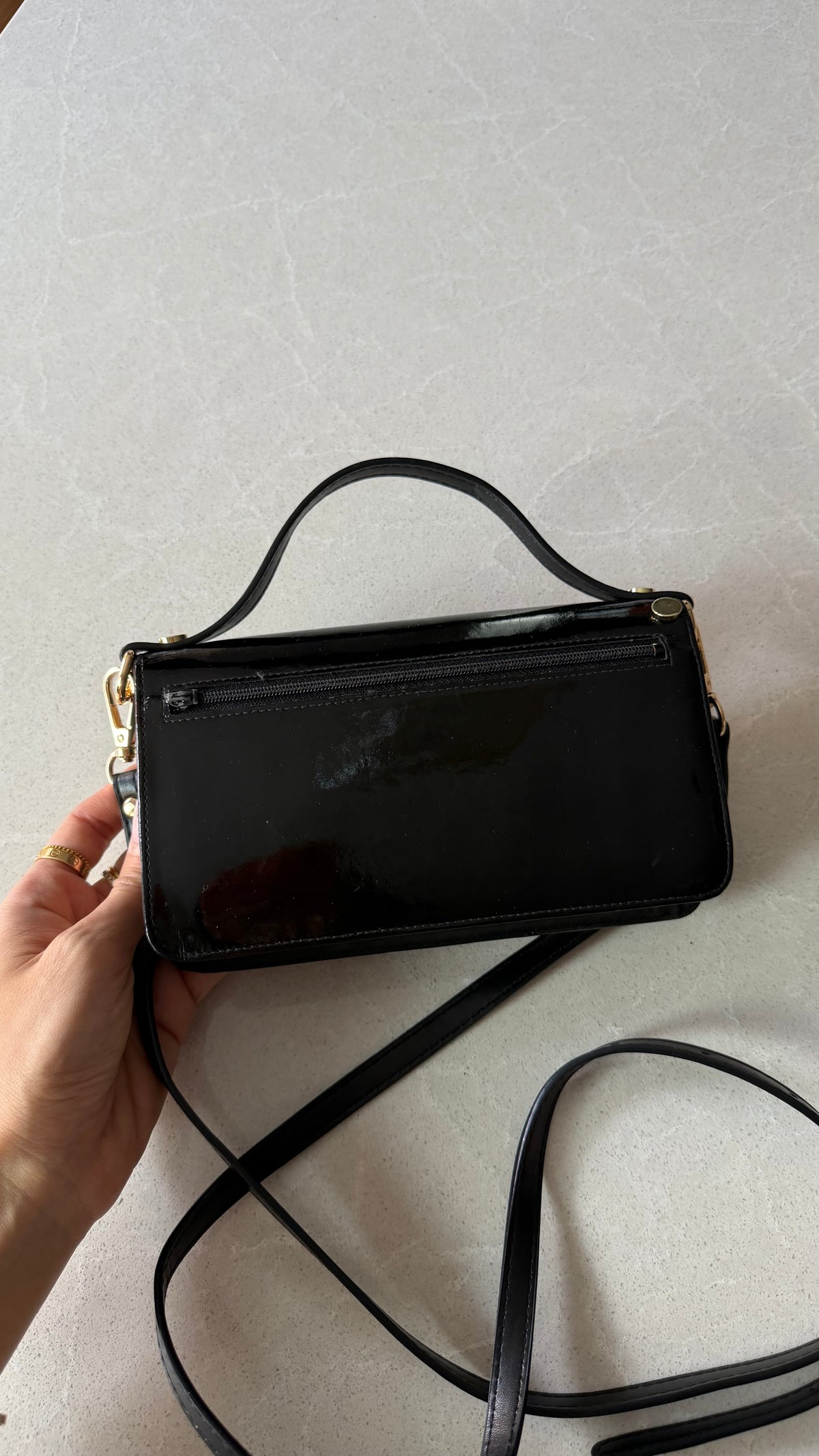 Authentic Chanel Upcycle Black Patent Wallet Purse with Straps