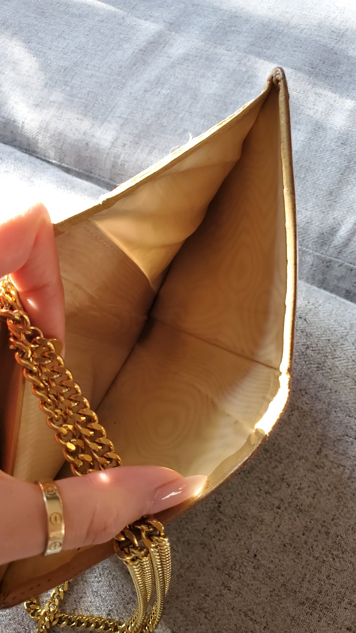 Authentic Chanel Upcycle Versatile Tan Caviar Wallet on Chain