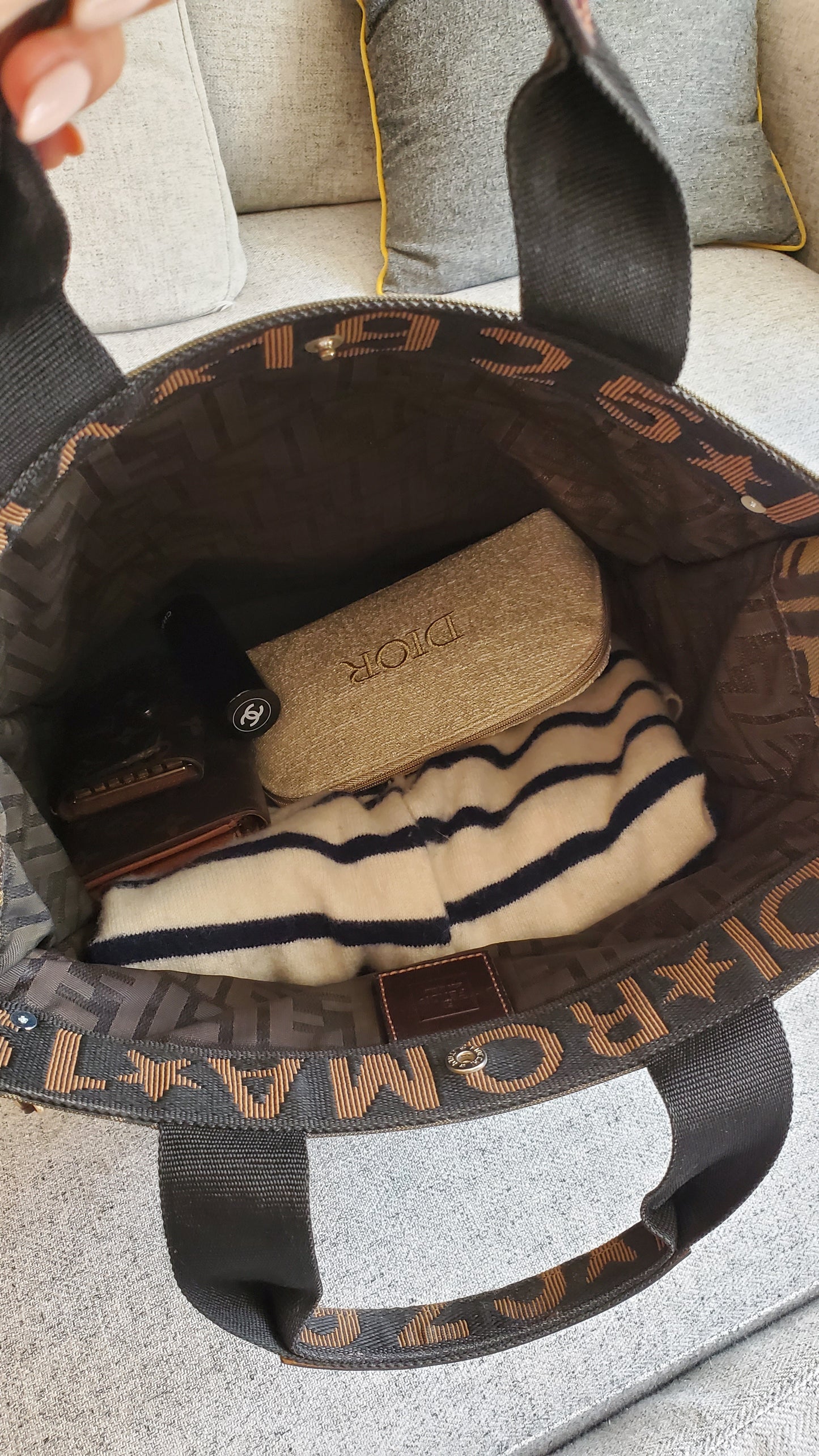 Authentic Fendi FF Large Tote Bag on Strap
