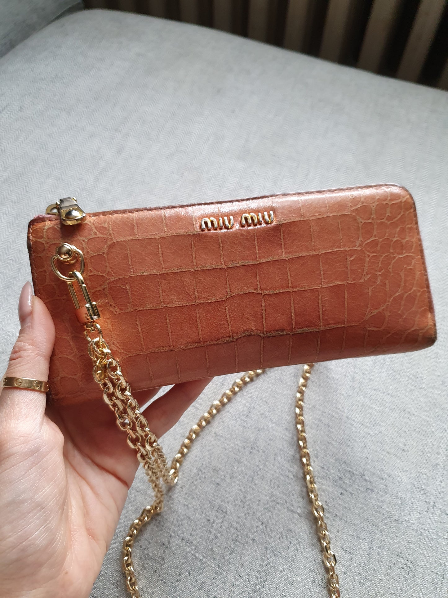 *New Drop* Authentic Miu Miu Upcycle Long Nude Leather Wallet on Chains