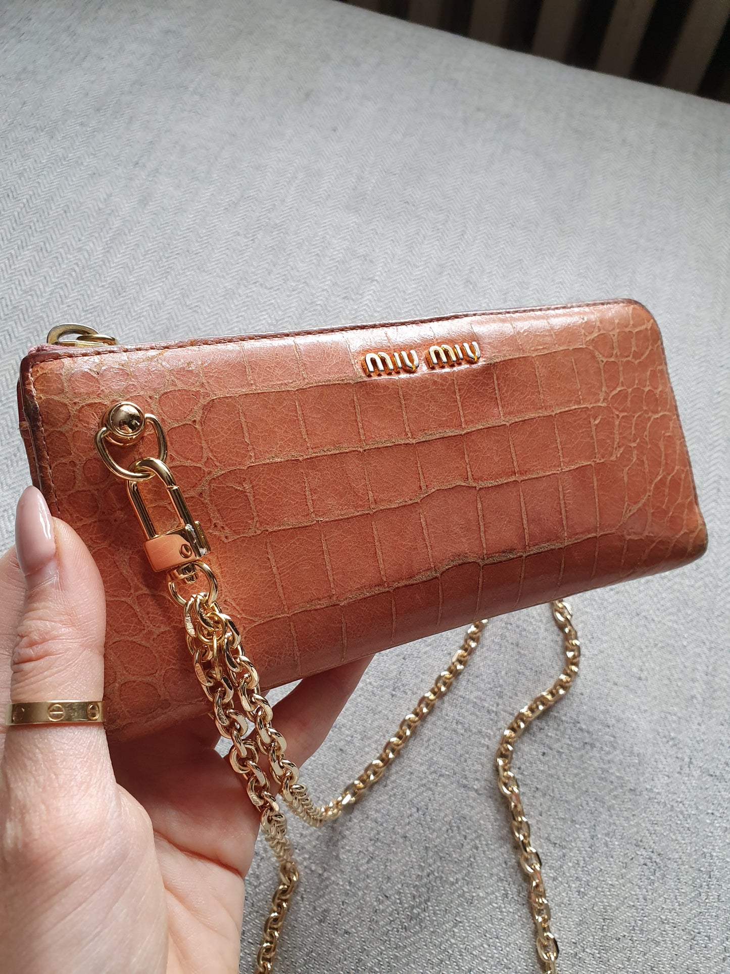 *New Drop* Authentic Miu Miu Upcycle Long Nude Leather Wallet on Chains