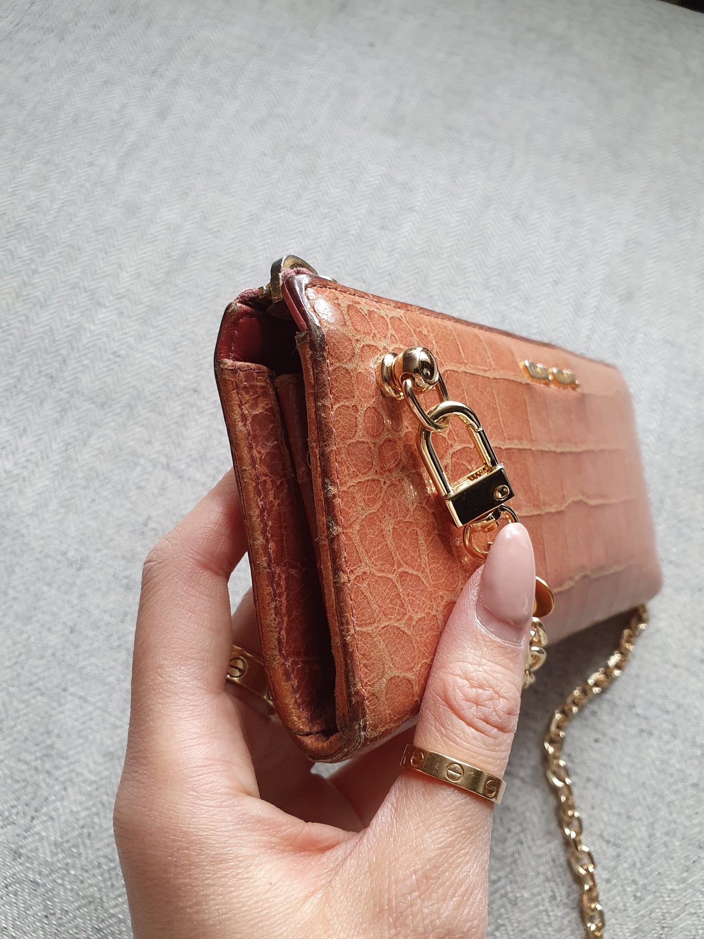 *New Drop* Authentic Miu Miu Upcycle Long Nude Leather Wallet on Chains