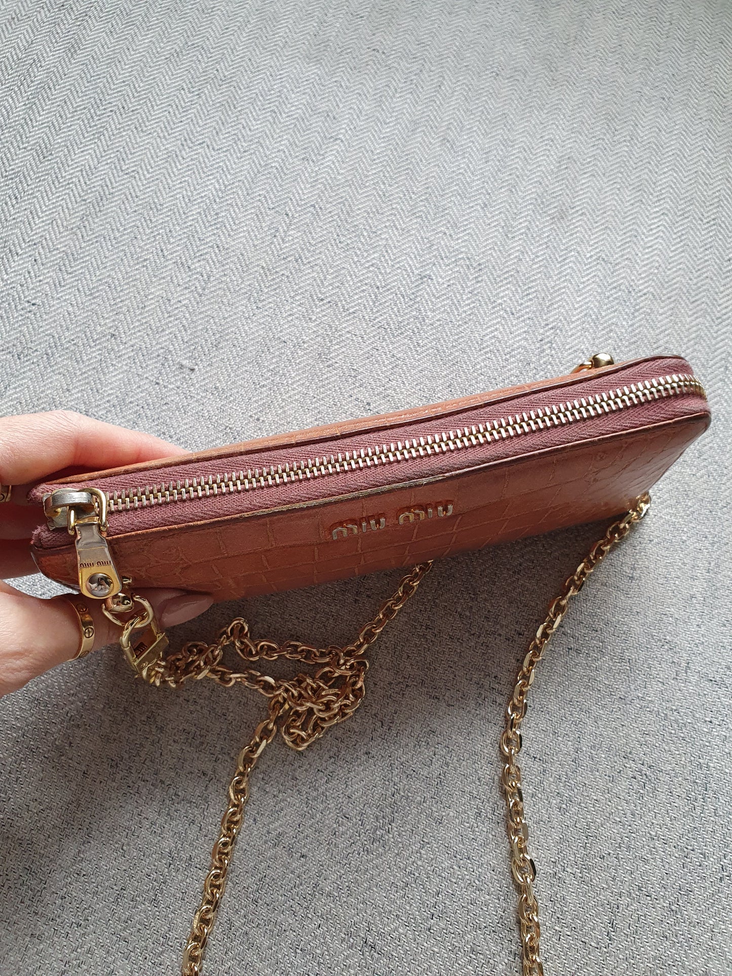 *New Drop* Authentic Miu Miu Upcycle Long Nude Leather Wallet on Chains