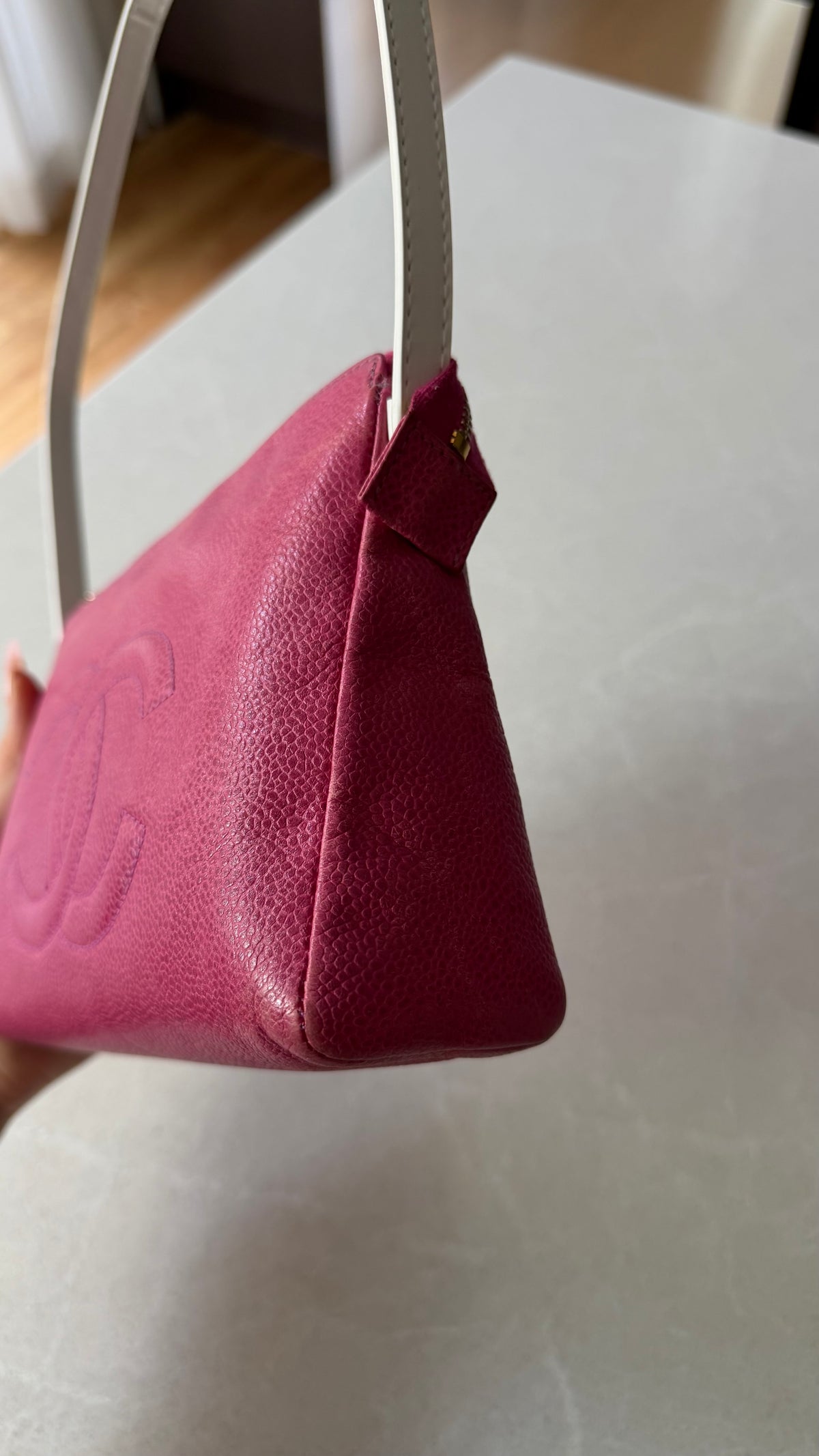Authentic Chanel Upcycle Pink Caviar Purse with Shoulder Strap