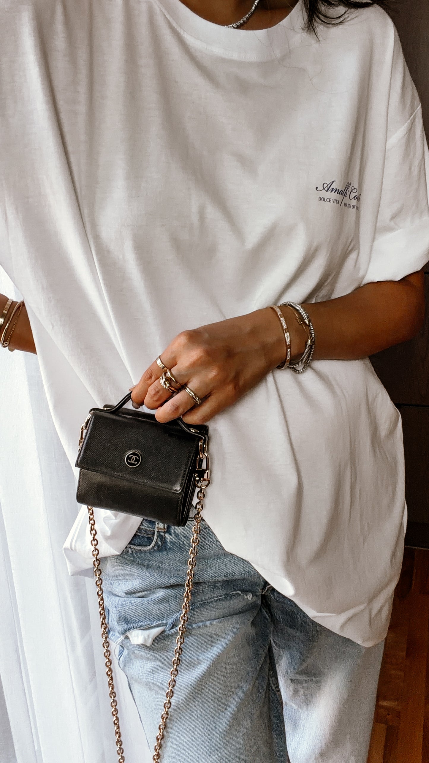 Authentic Chanel Upcycle Small Black Caviar Wallet with Strap and Chain