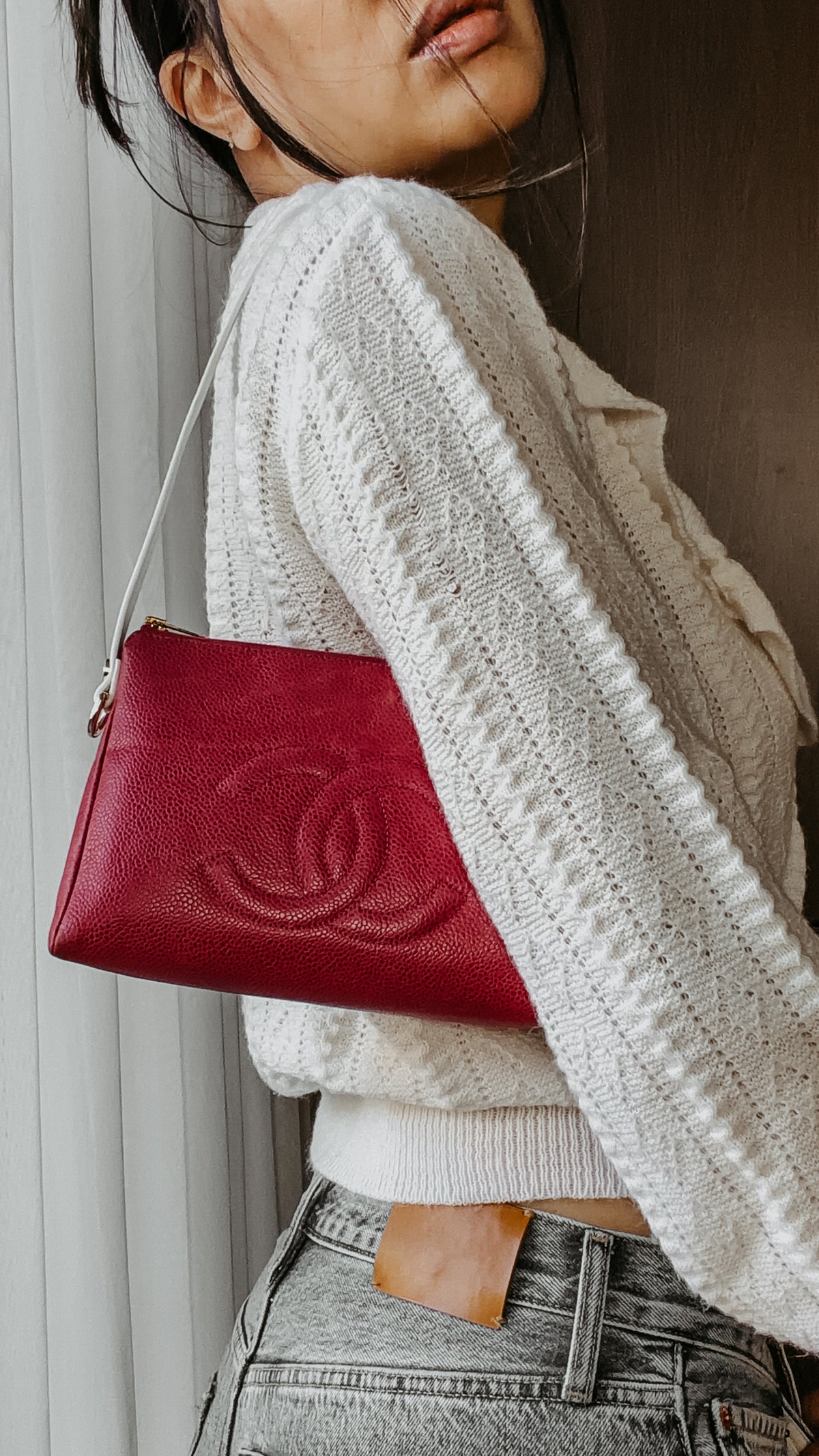 Authentic Chanel Upcycle Pink Caviar Purse with Shoulder Strap