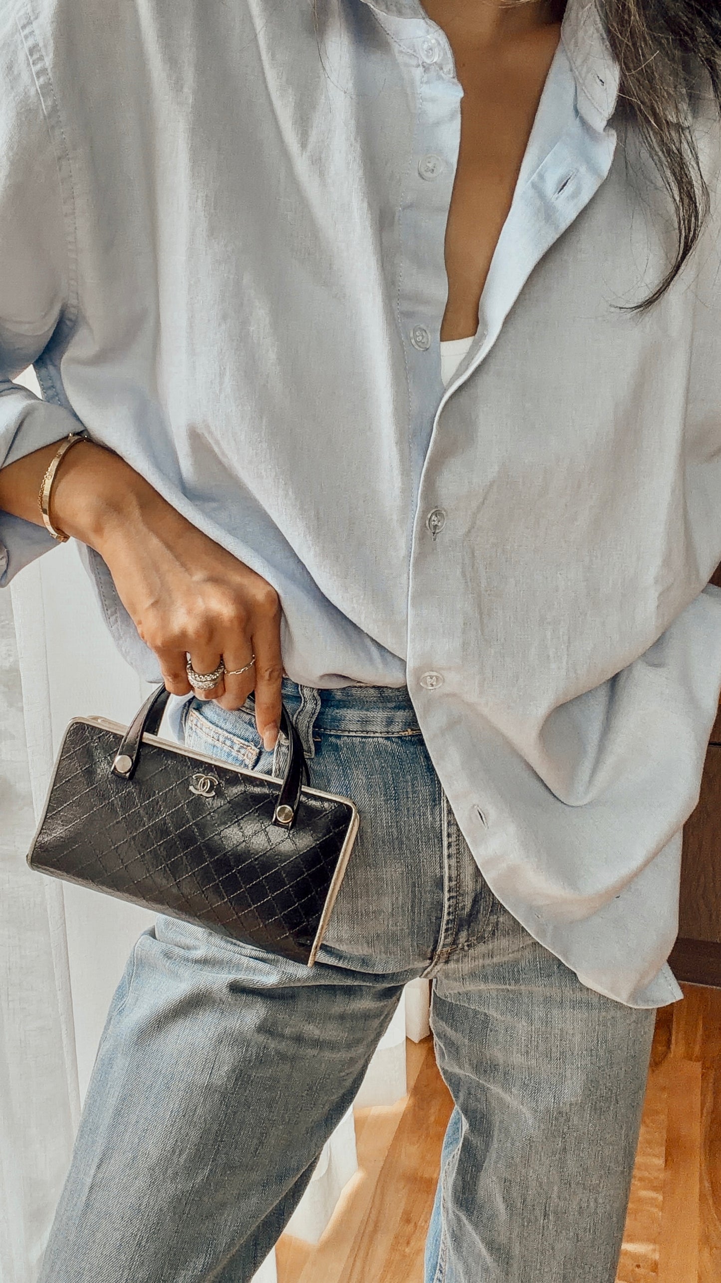 Authentic Chanel Upcycle Black Leather Wallet with Straps