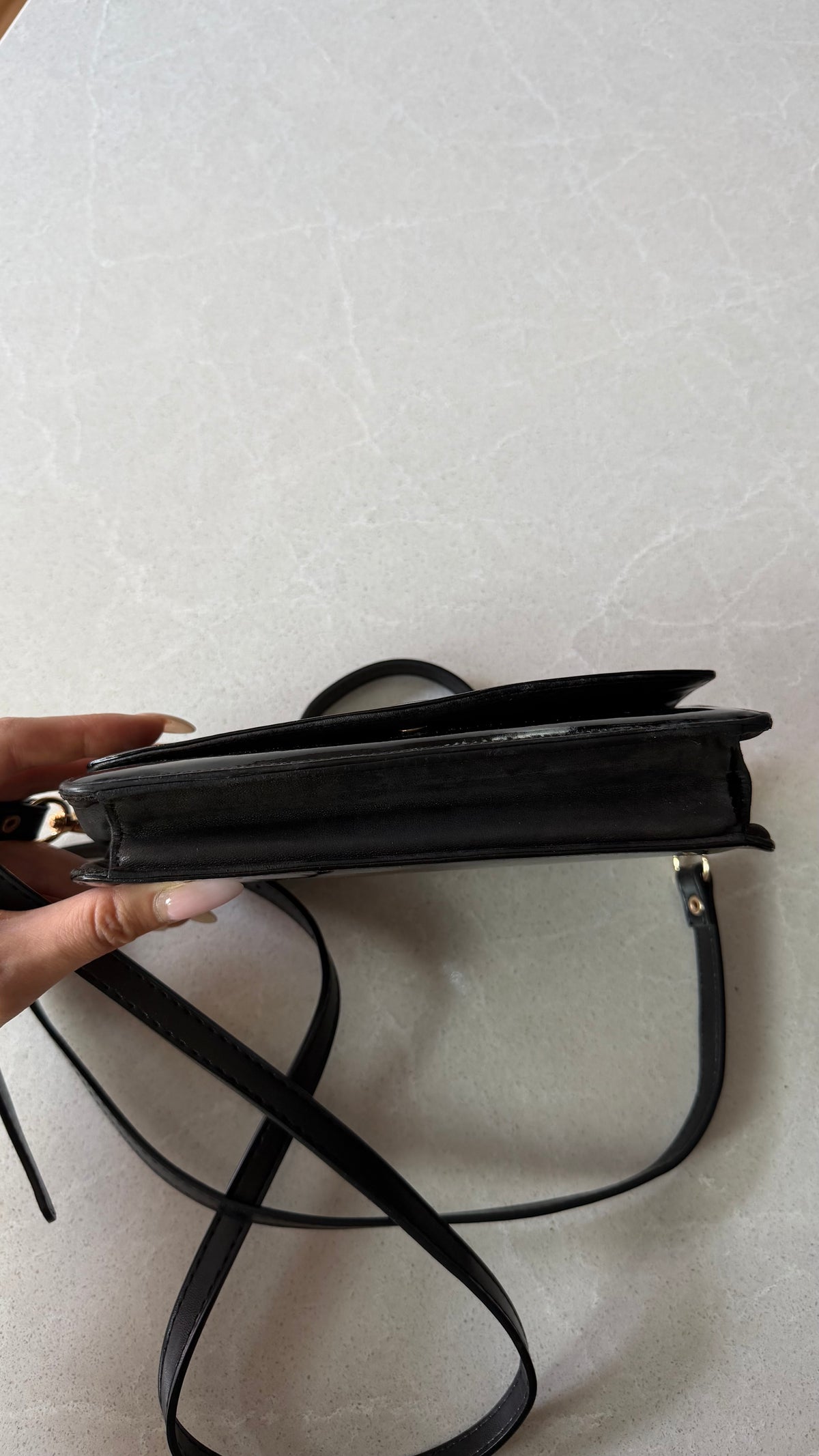Authentic Chanel Upcycle Black Patent Wallet Purse with Straps