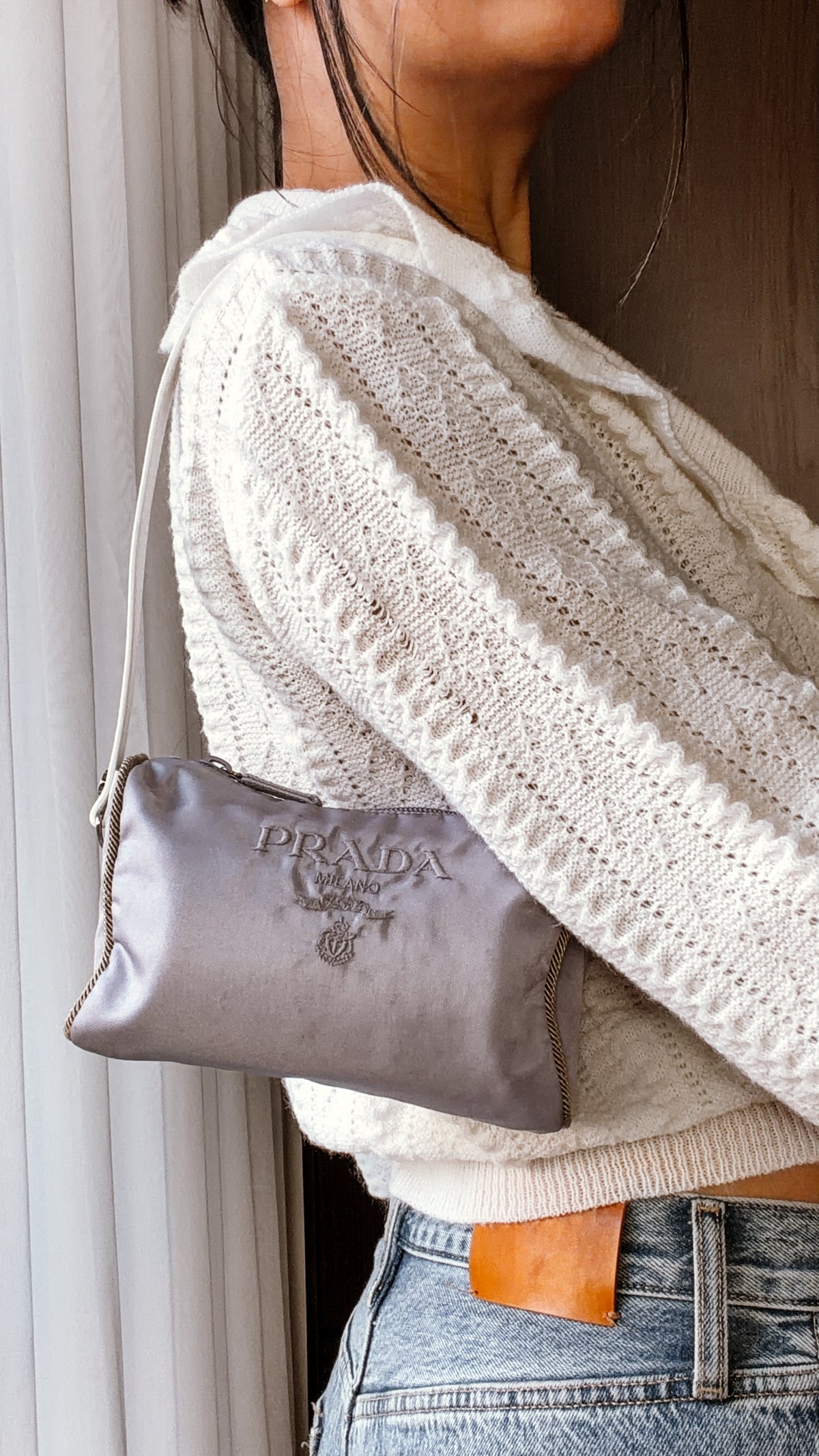 Authentic Prada Upcycle Lilac Pouch with Strap and Chain