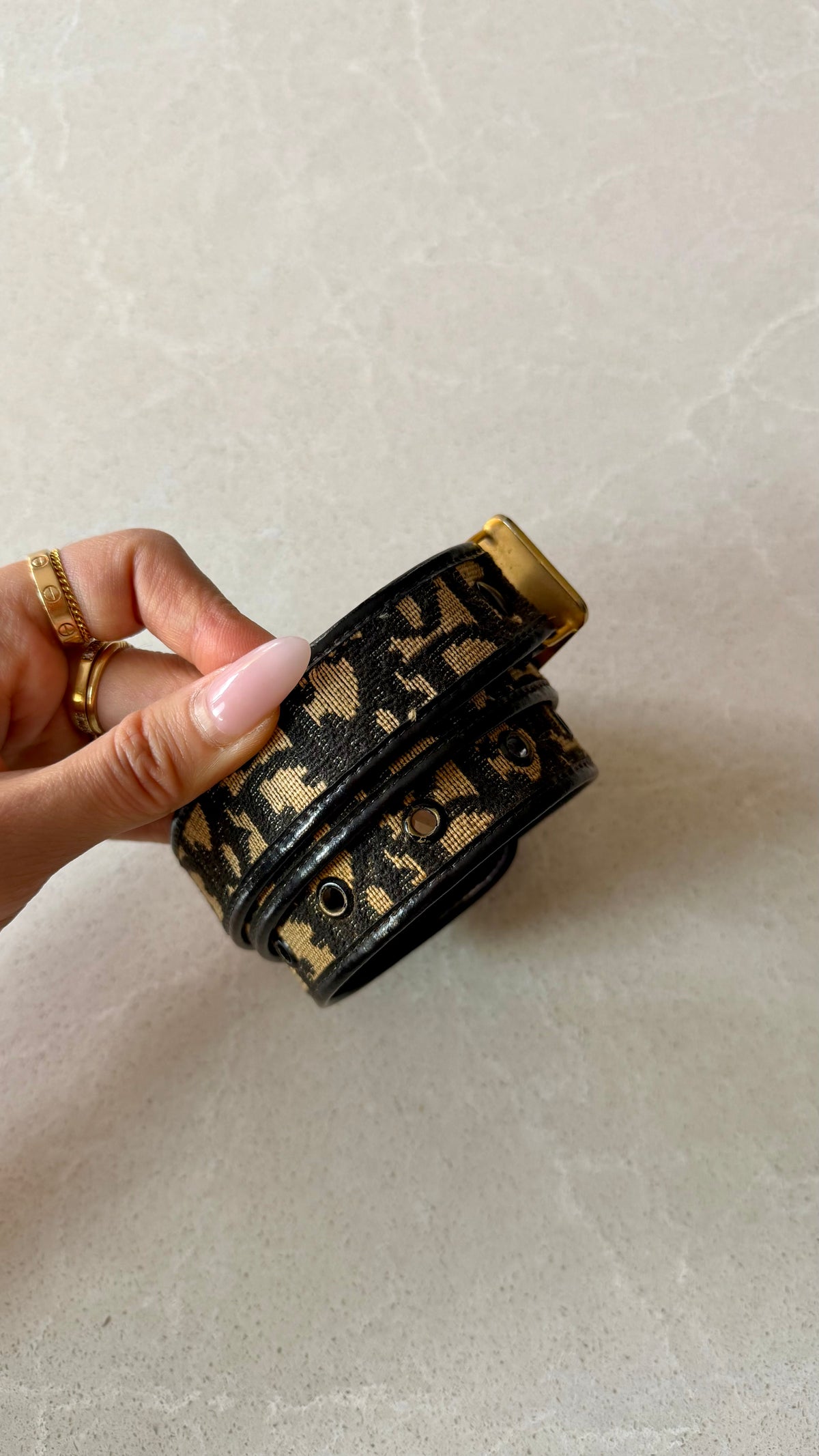 Authentic Dior Navy Leather Belt