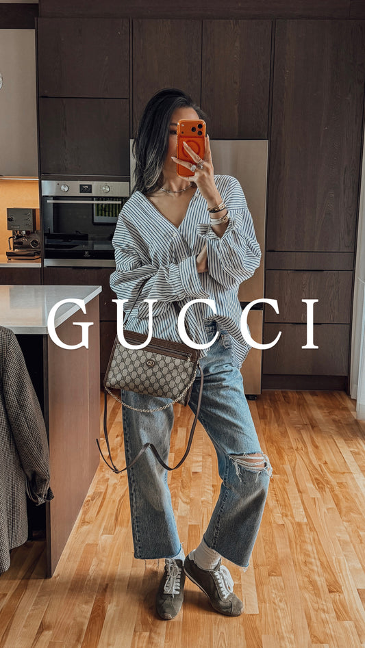Authentic Vintage Gucci Upcycle Brown Purse with Straps and Chain