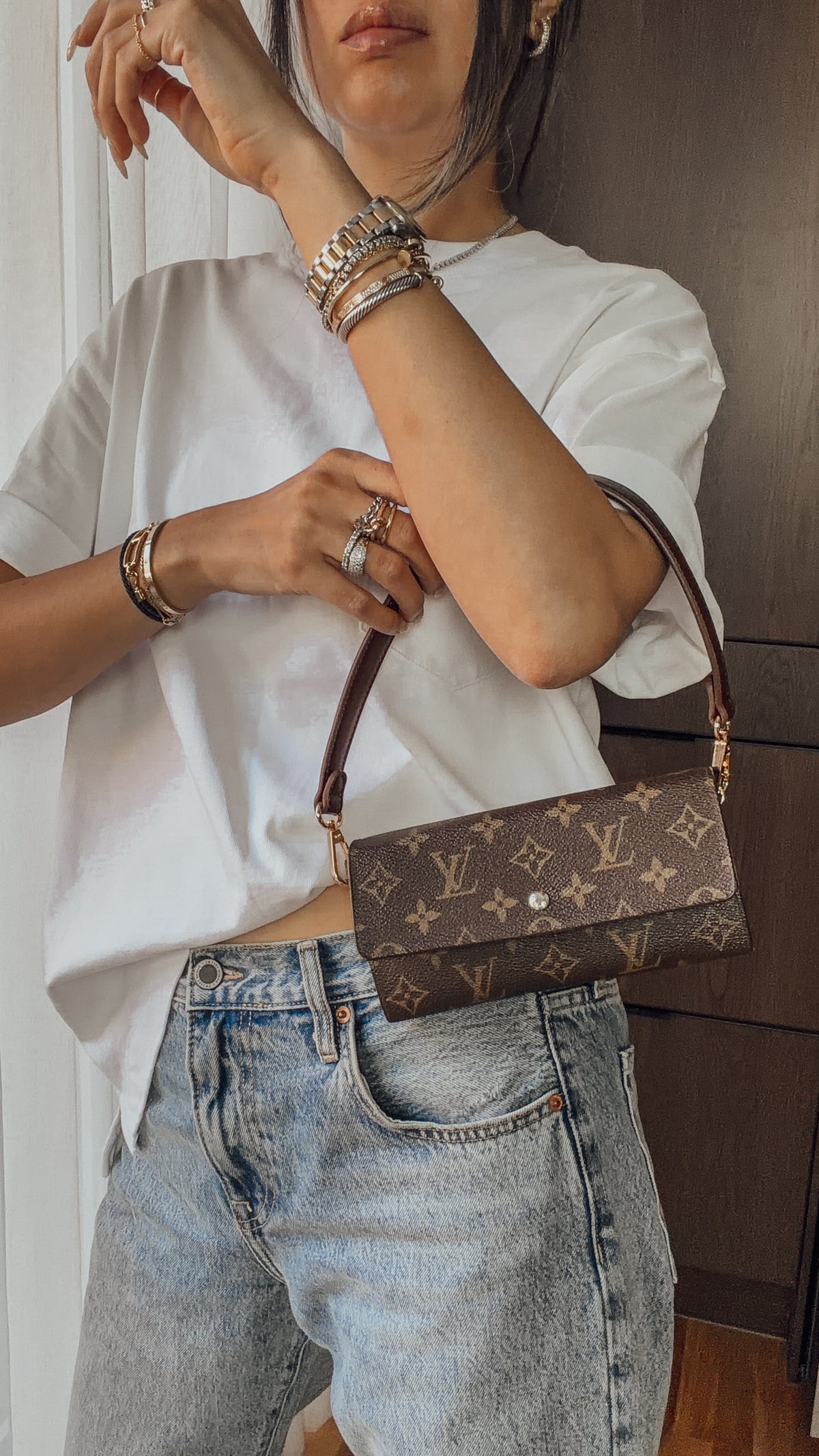Authentic Vintage Louis Vuitton (2) Upcycle Wallet with Strap
