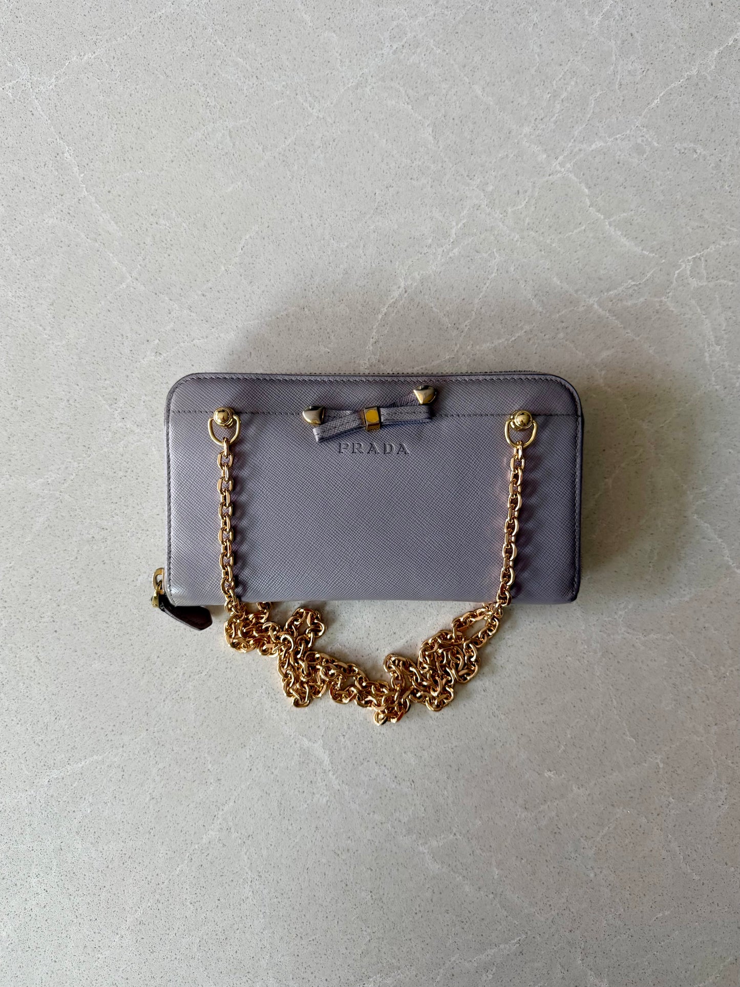 Authentic Prada Upcycle Zip Wallet with Chains