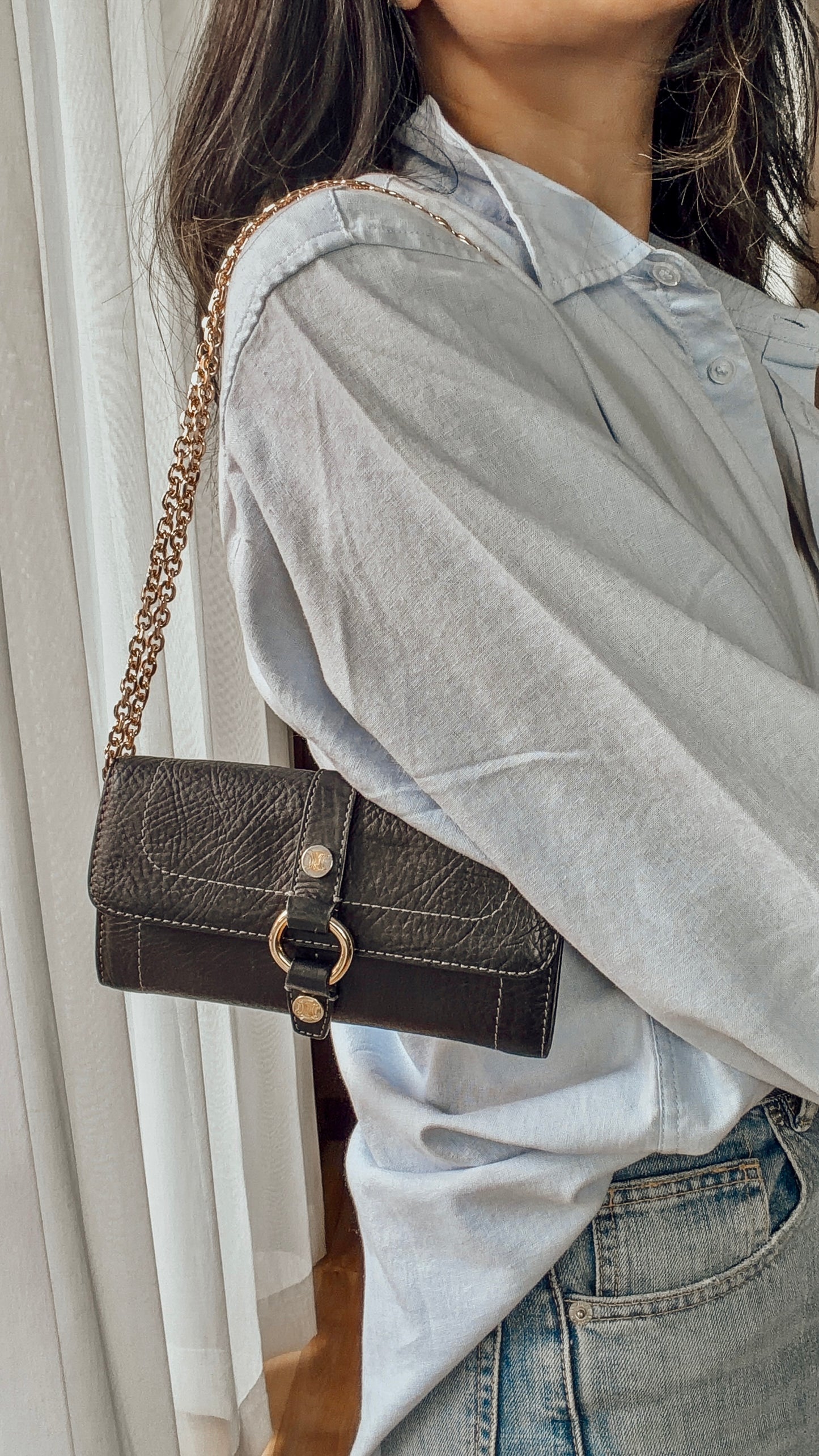 Authentic Celine Upcycle Wallet with Versatile Chain