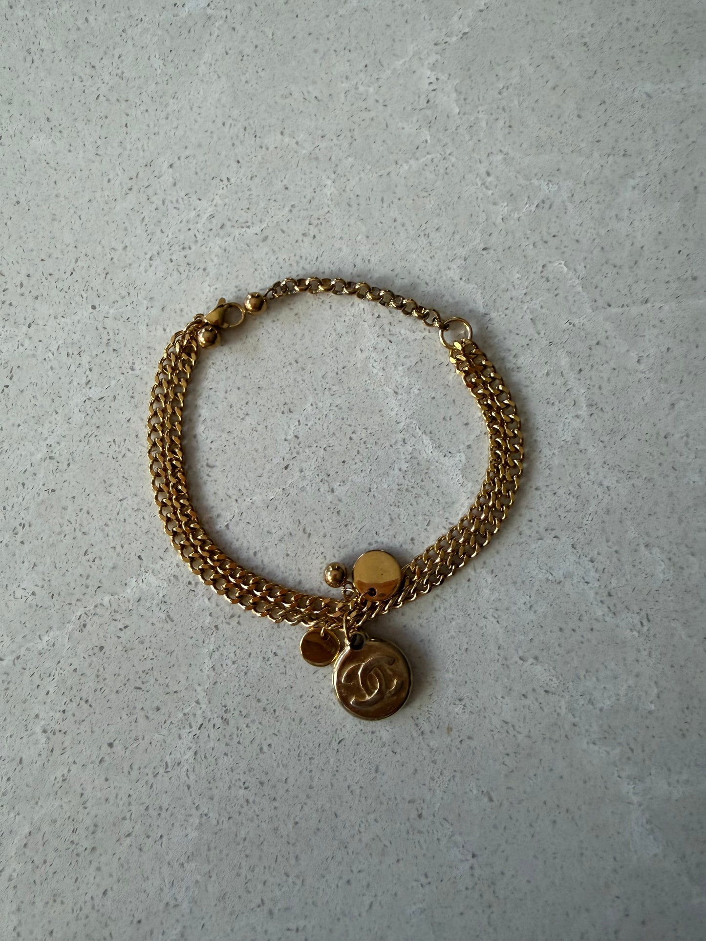 Authentic Vintage Chanel (2) Upcycle Gold Chain Bracelet