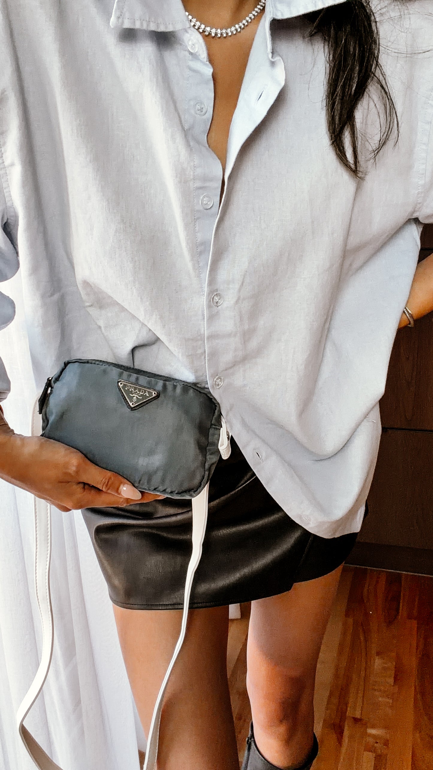 Authentic Prada Upcycle Blue Pouch with Strap