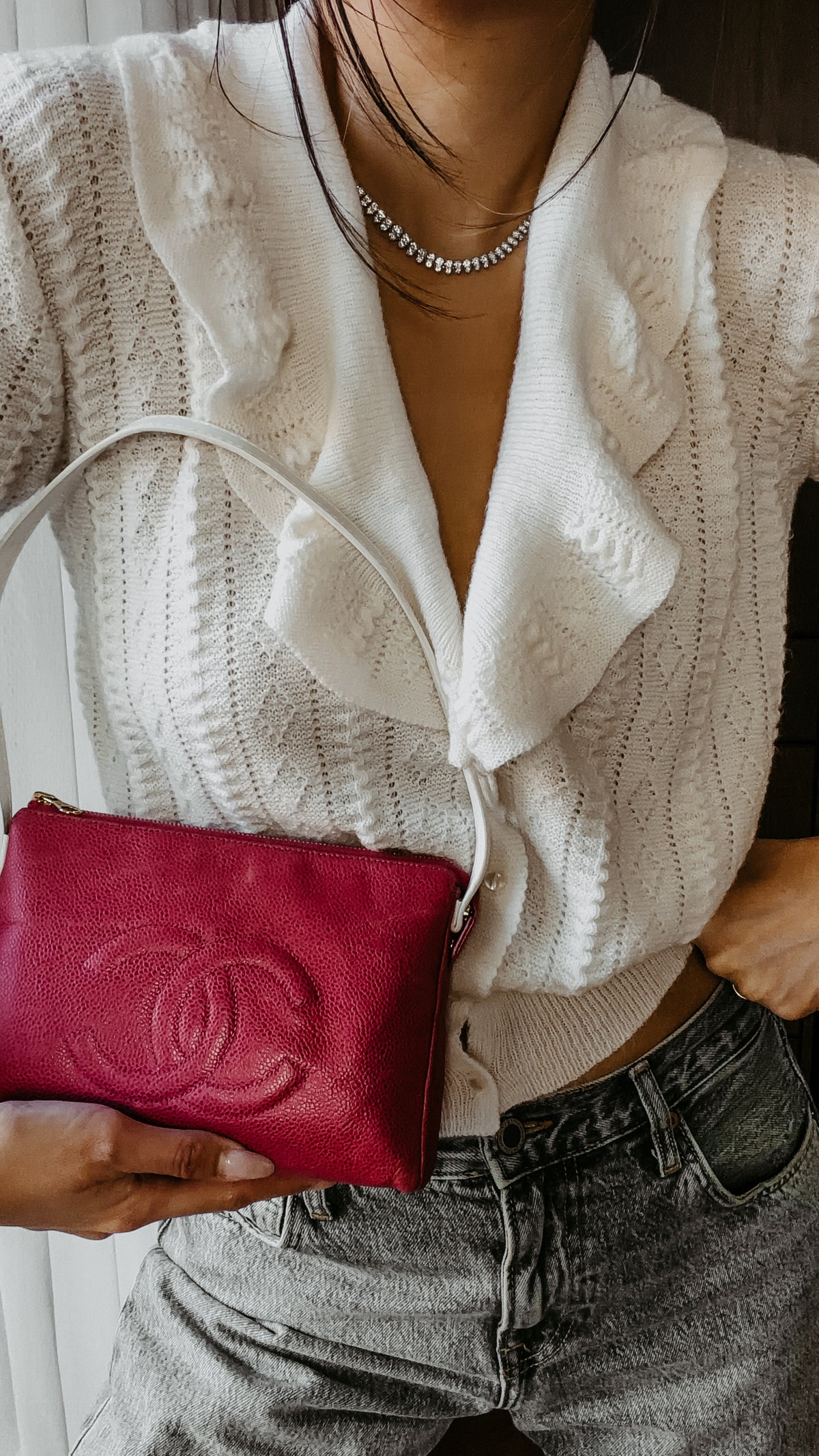 Authentic Chanel Upcycle Pink Caviar Purse with Shoulder Strap